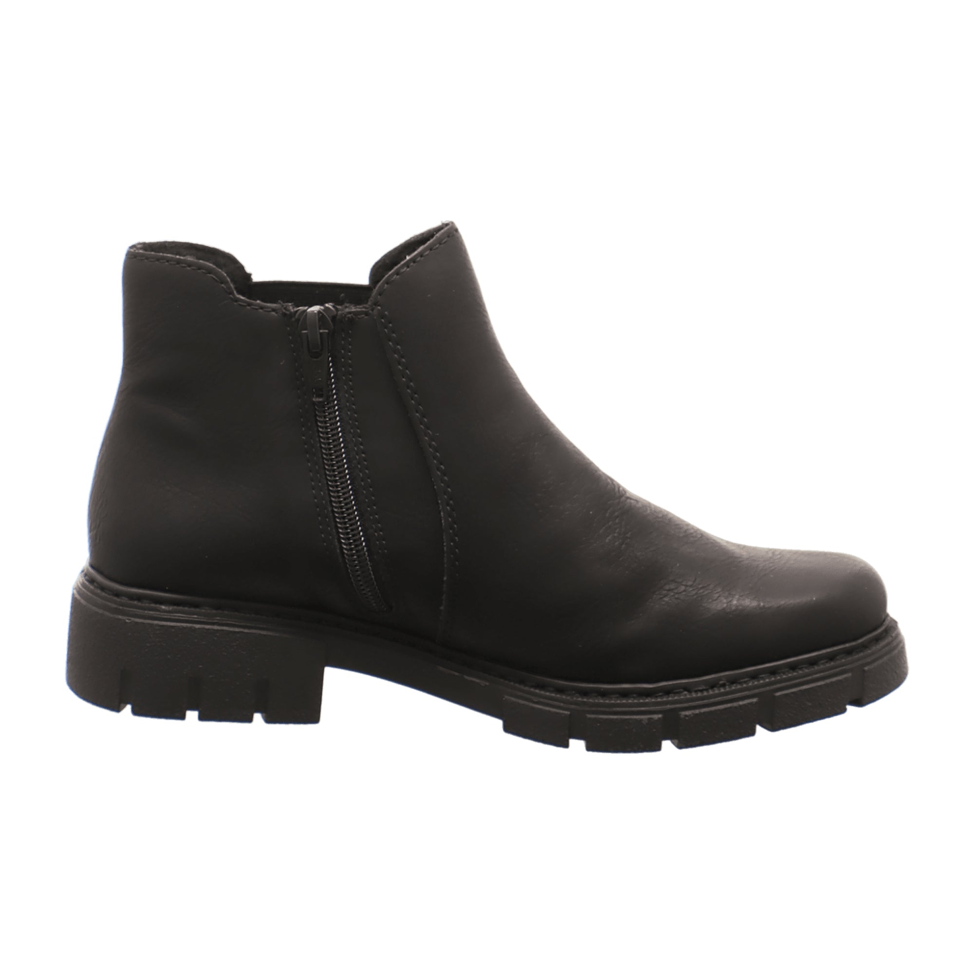 Rieker Women's Black Ankle Boots Slip-On Faux Leather Winter Shoes