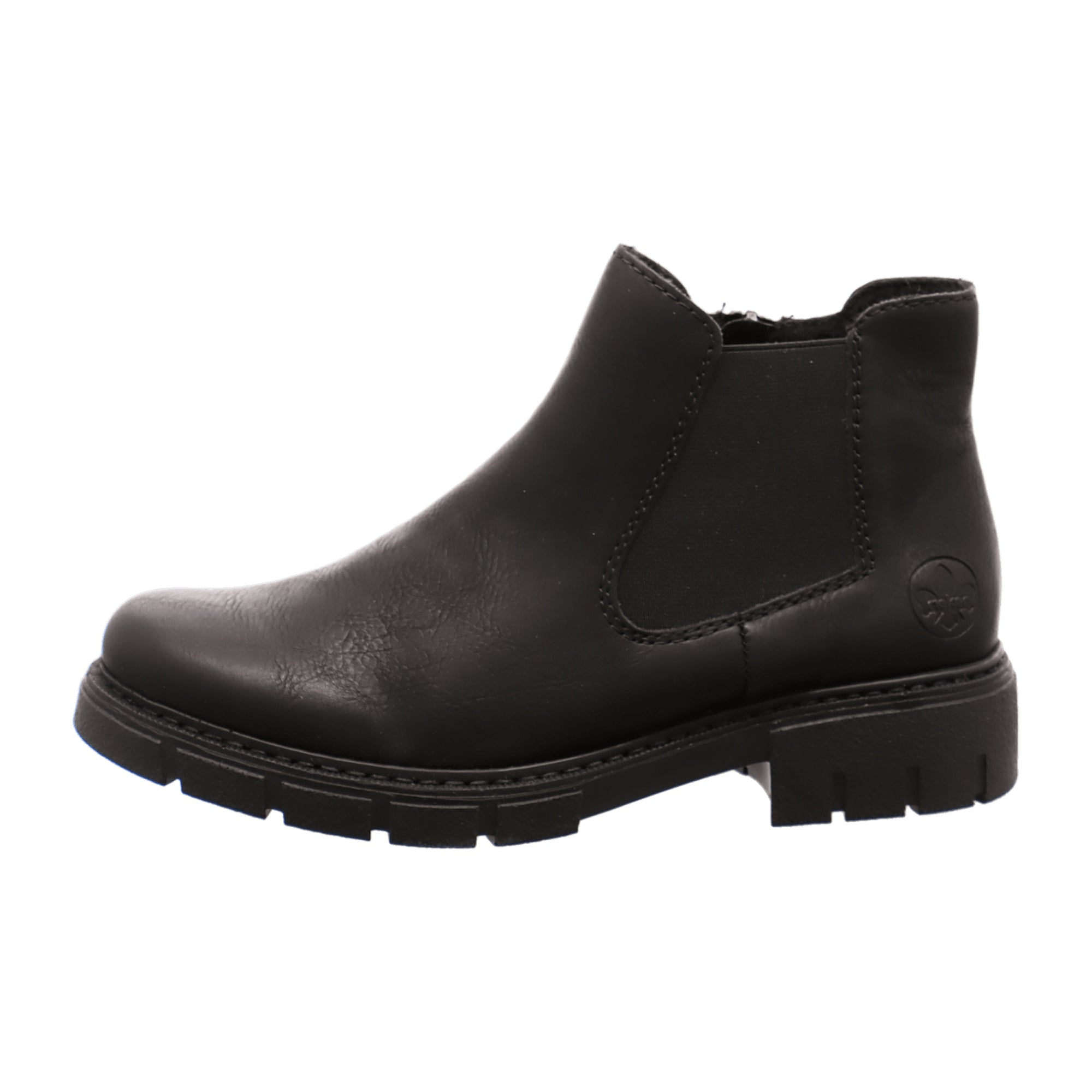 Rieker Women's Black Ankle Boots Slip-On Faux Leather Winter Shoes