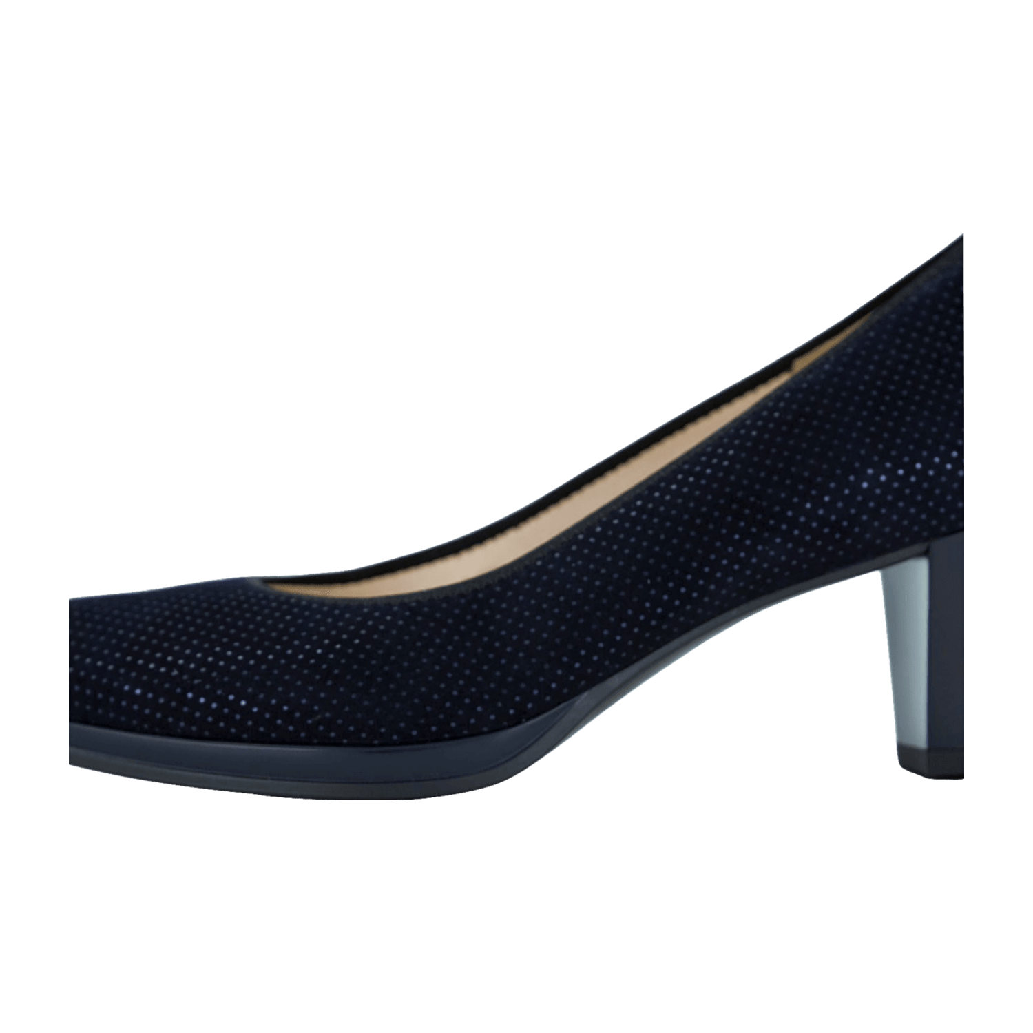 ARA Orly Women's Pumps in midnight blue dotted velvet leather with leather lining and round toe shape