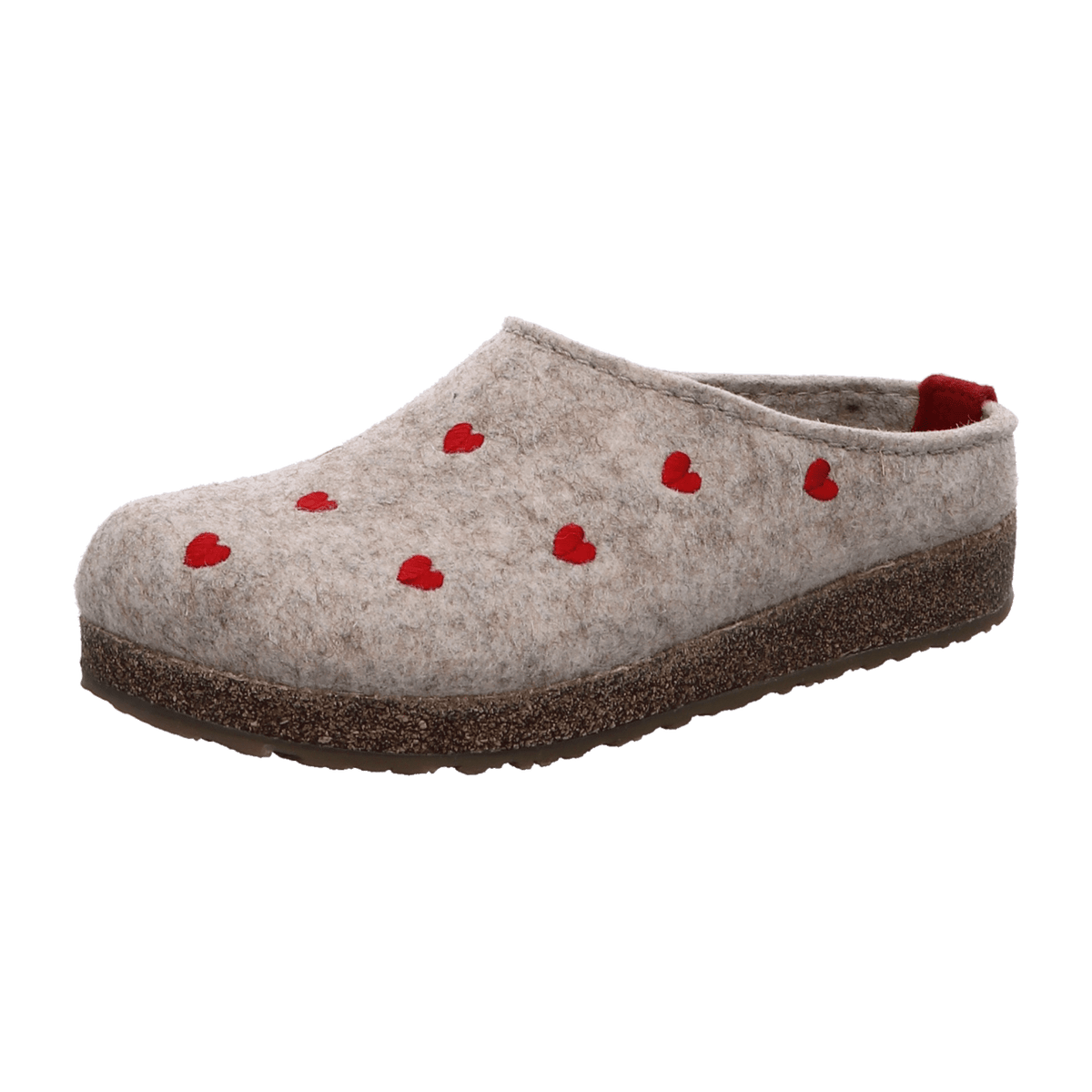 Haflinger Grizzly Cuoricini Women's Wool Felt Slippers with Heart Design