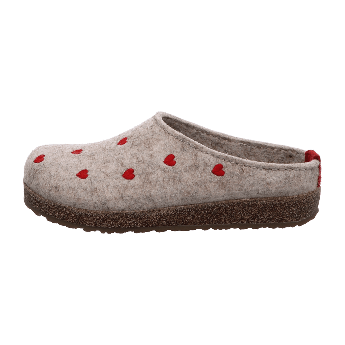 Haflinger Grizzly Cuoricini Women's Wool Felt Slippers with Heart Design