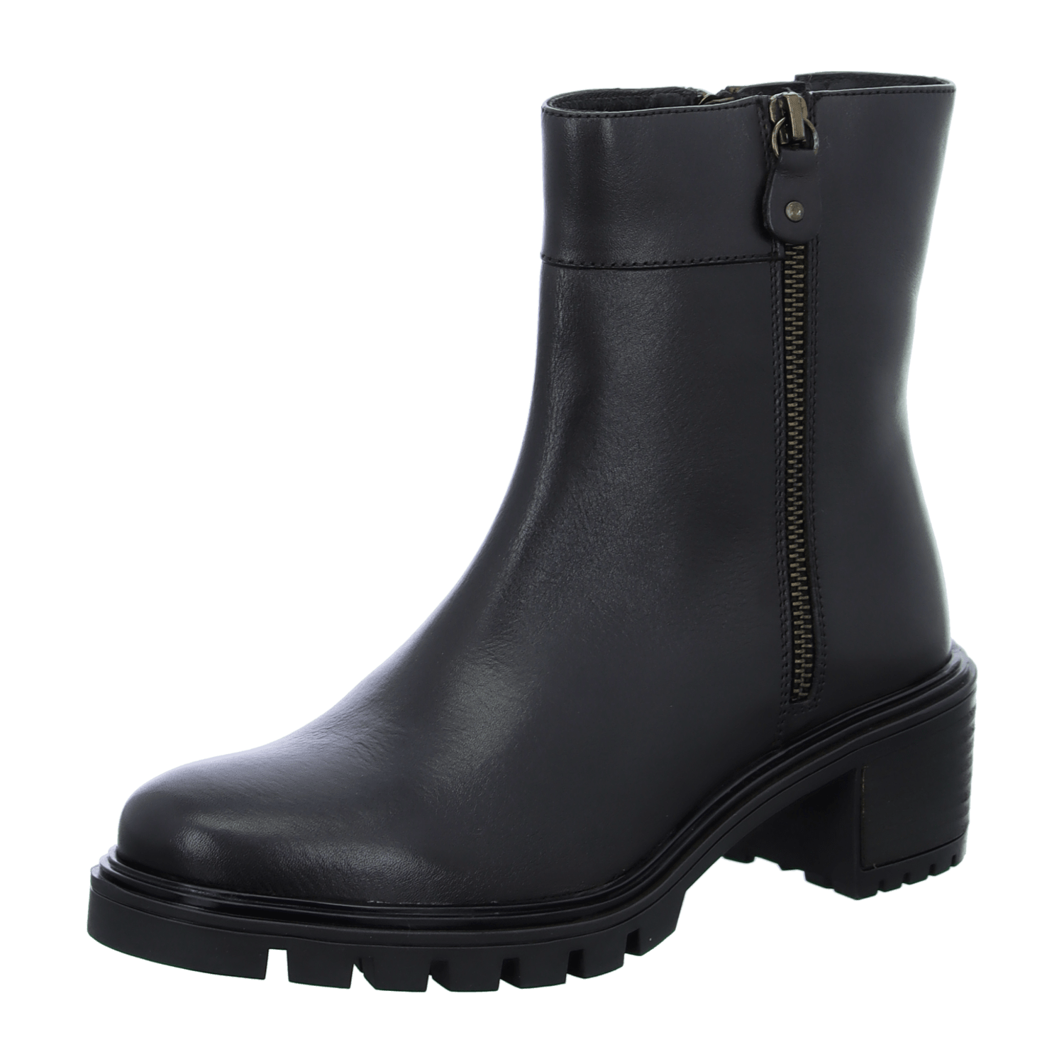 ARA DENVER moro Women's Ankle Boot in Brown Smooth Leather with Zipper and Round Toe