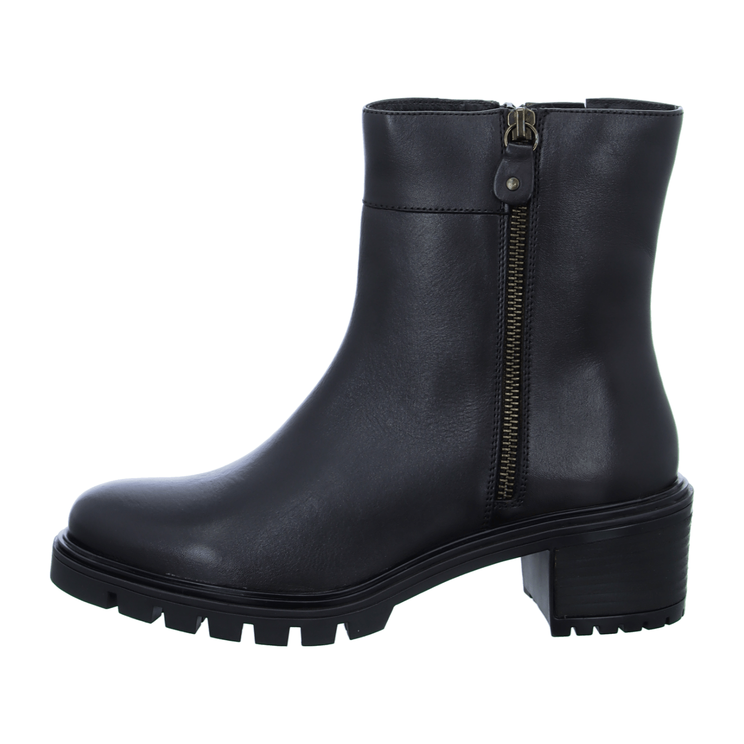 ARA DENVER moro Women's Ankle Boot in Brown Smooth Leather with Zipper and Round Toe