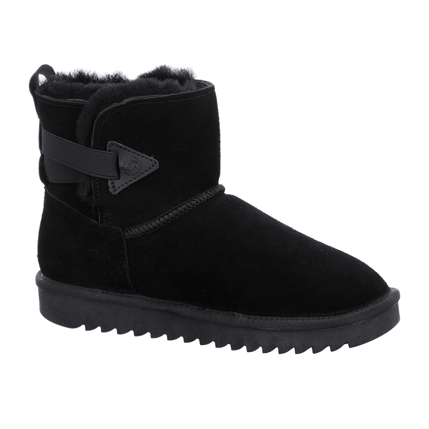 ARA Alaska Women's Velour Leather Slip-On Winter Boots with Wool Lining Modern Style Round Toe Synthetic Rubber Sole Black