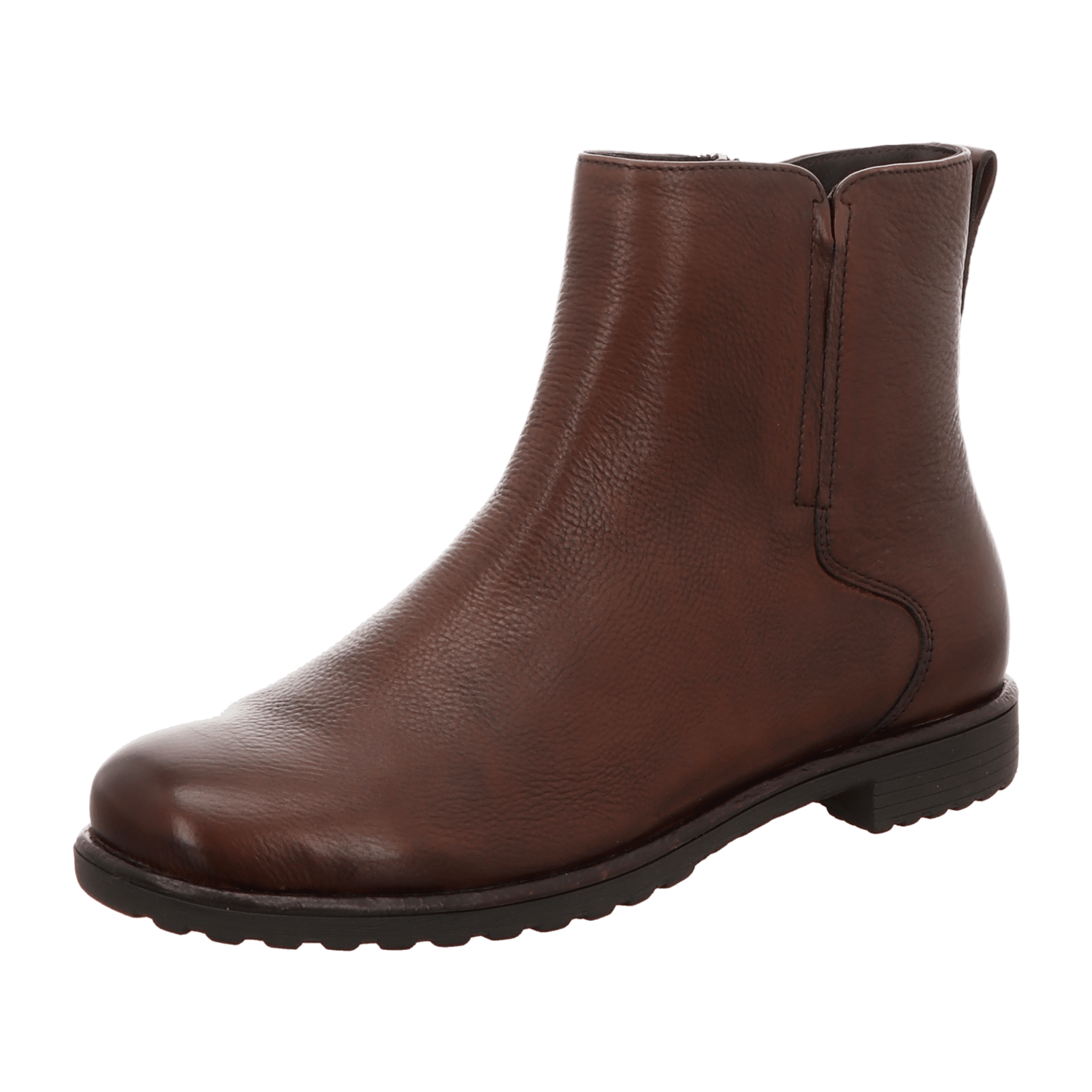 ARA LIVERPOOL Women's Slip-On Ankle Boot in Smooth Leather, Brown, Modern Round Toe