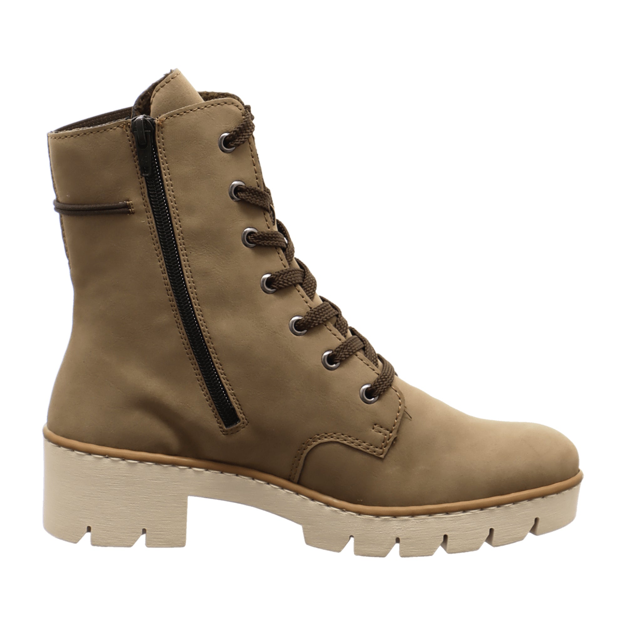 Rieker Women's Brown Boots with Warm Lining and Zipper Closure