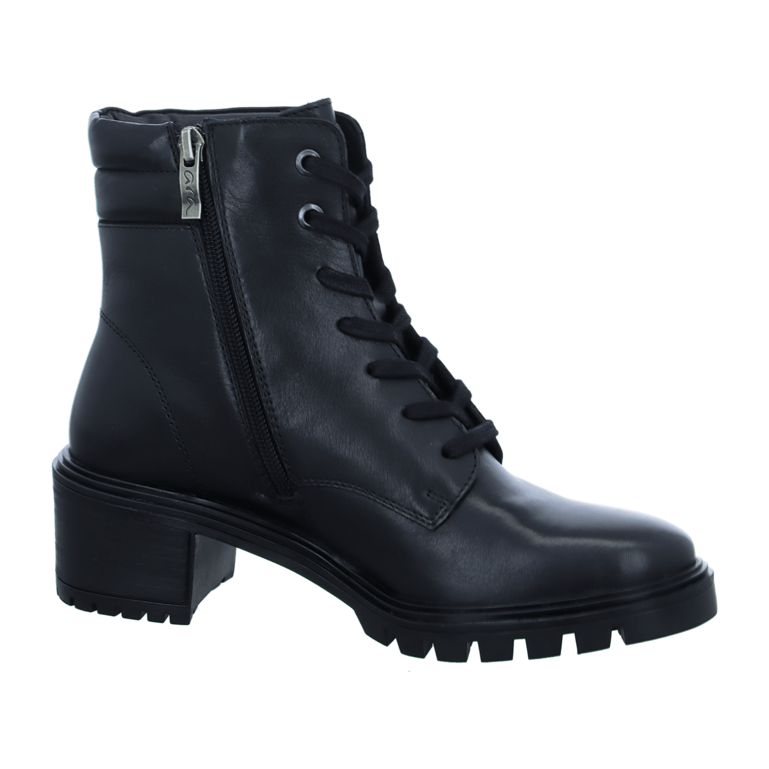 ARA DENVER Women's Ankle Boots in Black Smooth Leather with Zip Modern Style
