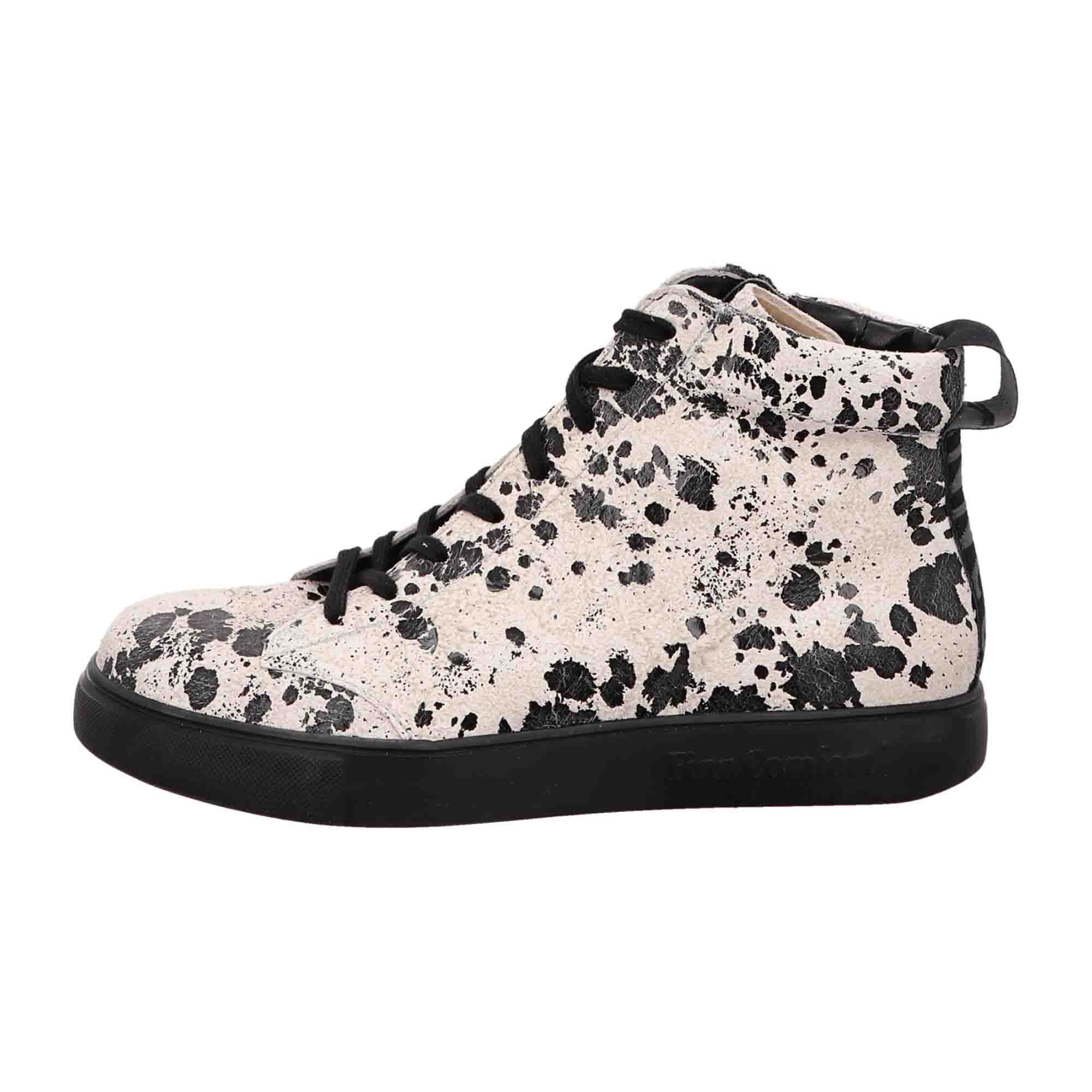 Finn Comfort Pisco Milk Sneakers – Black/White Women’s Lace-Up Shoes with Removable Insole, Leather Upper, Comfort Fit