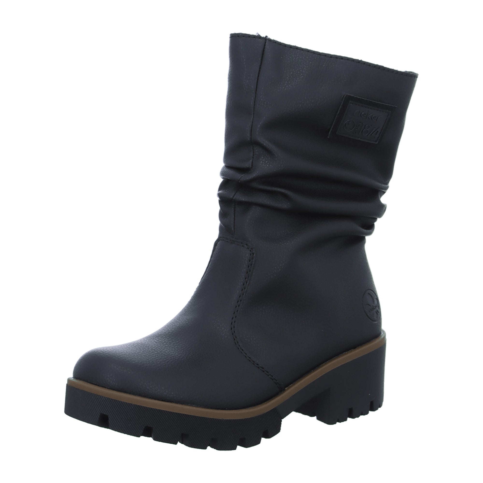 Rieker Black Women's Boots with Zipper, Synthetic Upper, Warm Lined for Winter