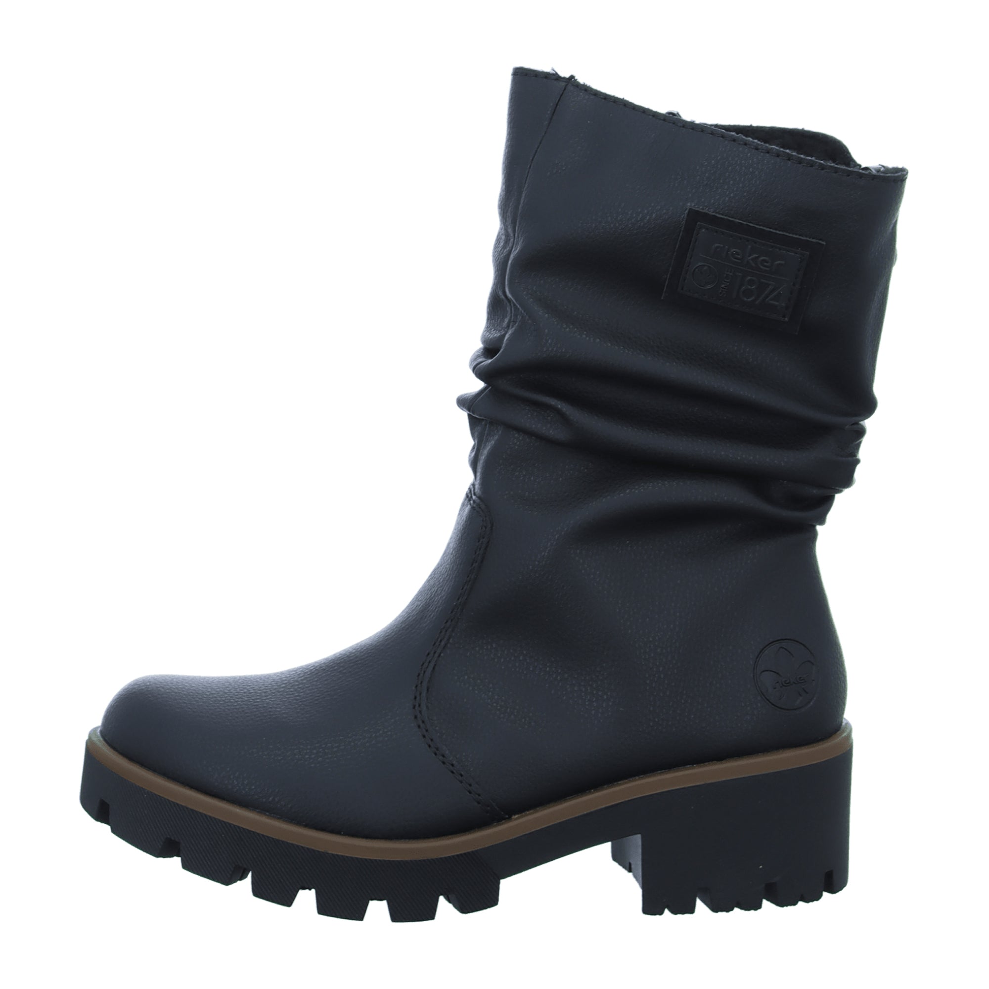 Rieker Black Women's Boots with Zipper, Synthetic Upper, Warm Lined for Winter