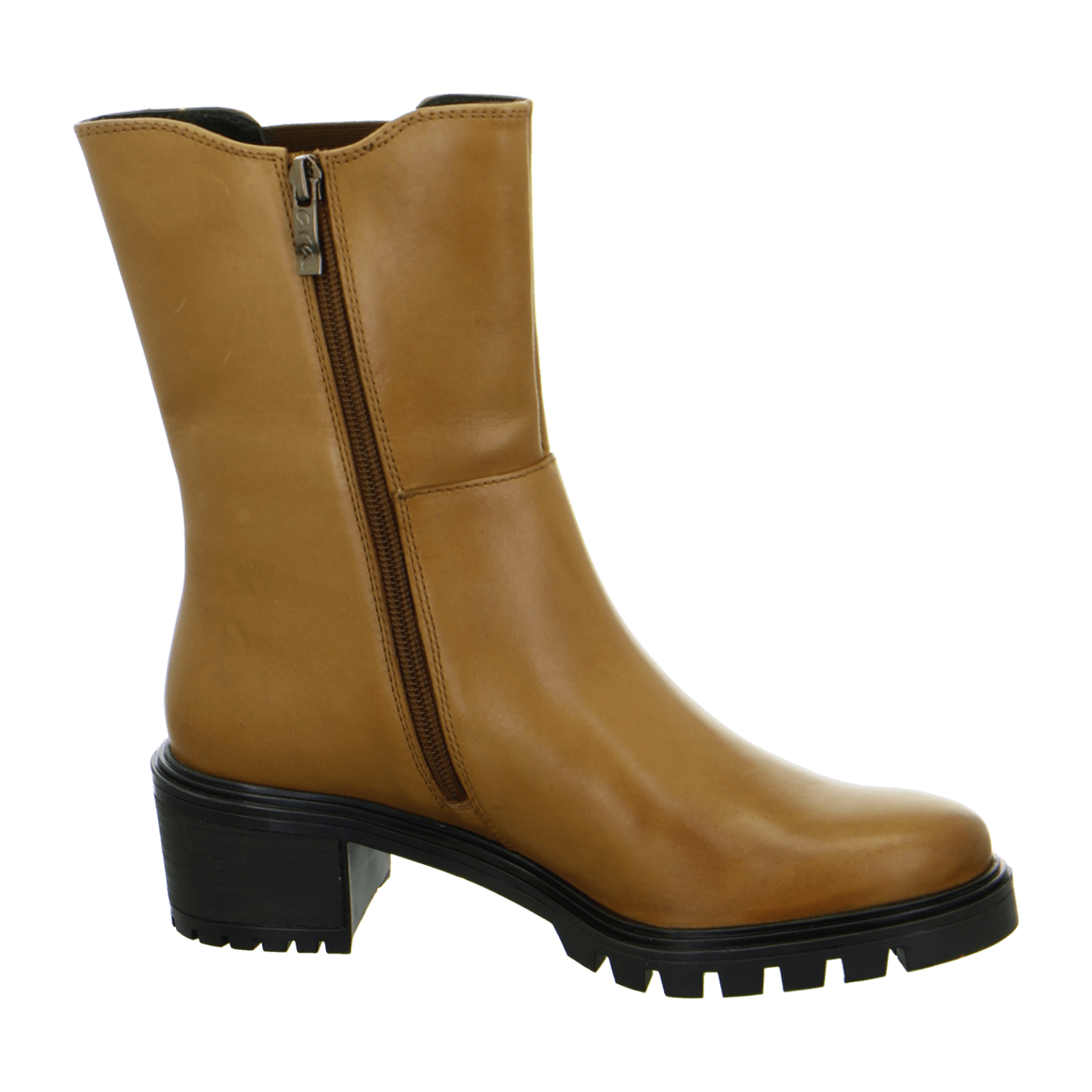 ARA Denver Women's Ankle Boots in Brown Smooth Leather with Zipper Modern Style Round Toe - Bartel-Shop