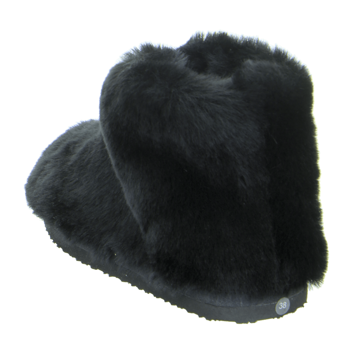 ARA Cosy Women's Slippers, Faux Fur Lined Slippers with Plush Upper, Black, Round Toe, Casual - Bartel-Shop