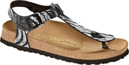 Birkenstock Papillio thong sandal Kairo zebra black silver BF - Bartel-Shop