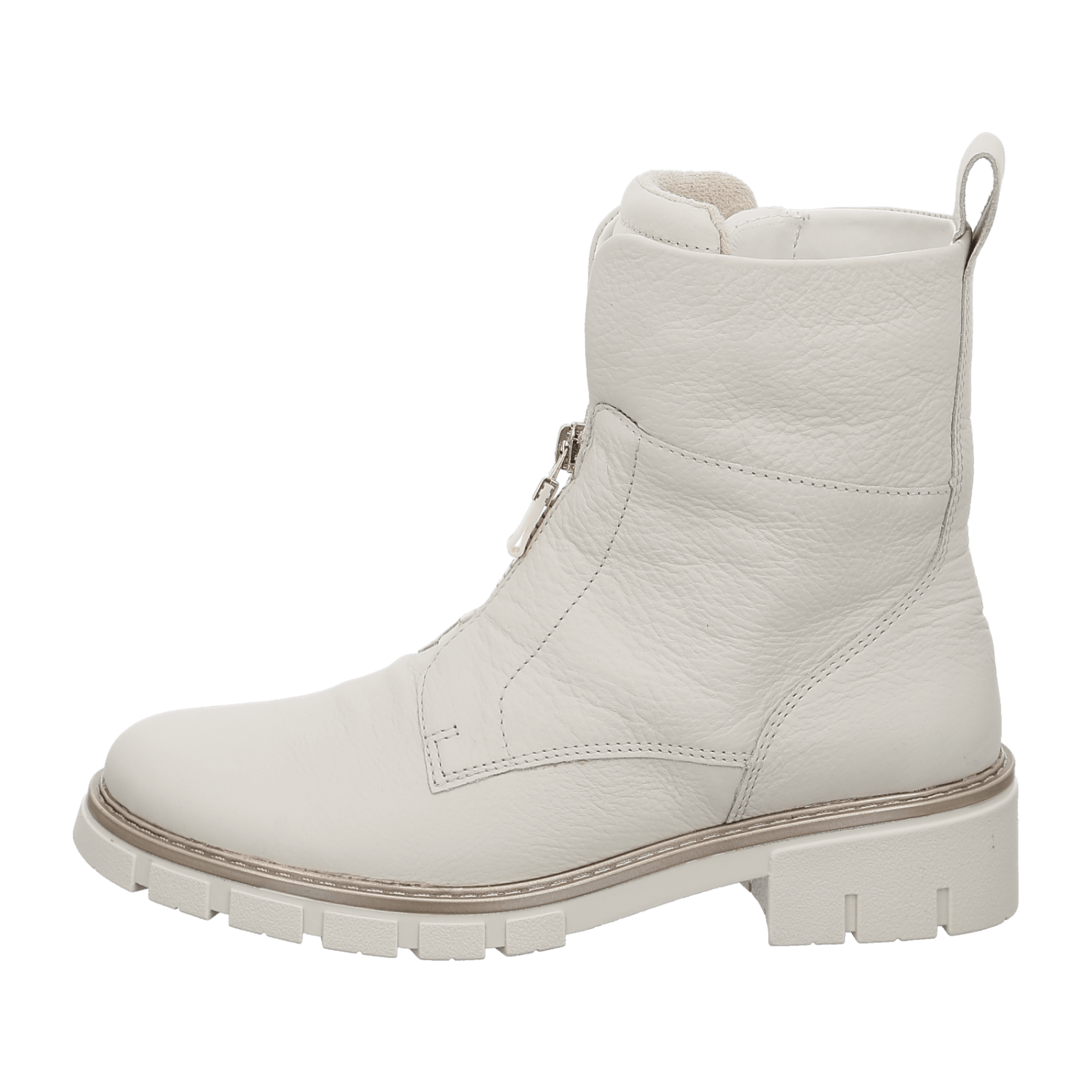 ARA DOVER Women's Ankle Boots in Beige Smooth Leather with Zipper and Round Toe - Modern Style