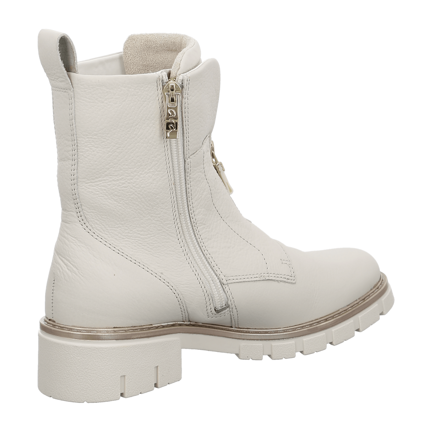 ARA DOVER Women's Ankle Boots in Beige Smooth Leather with Zipper and Round Toe - Modern Style