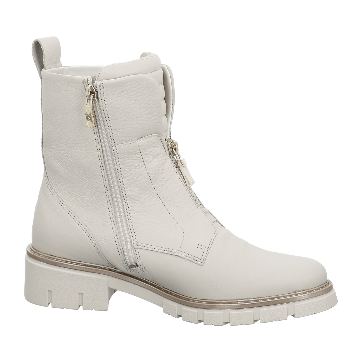 ARA DOVER Women's Ankle Boots in Beige Smooth Leather with Zipper and Round Toe - Modern Style