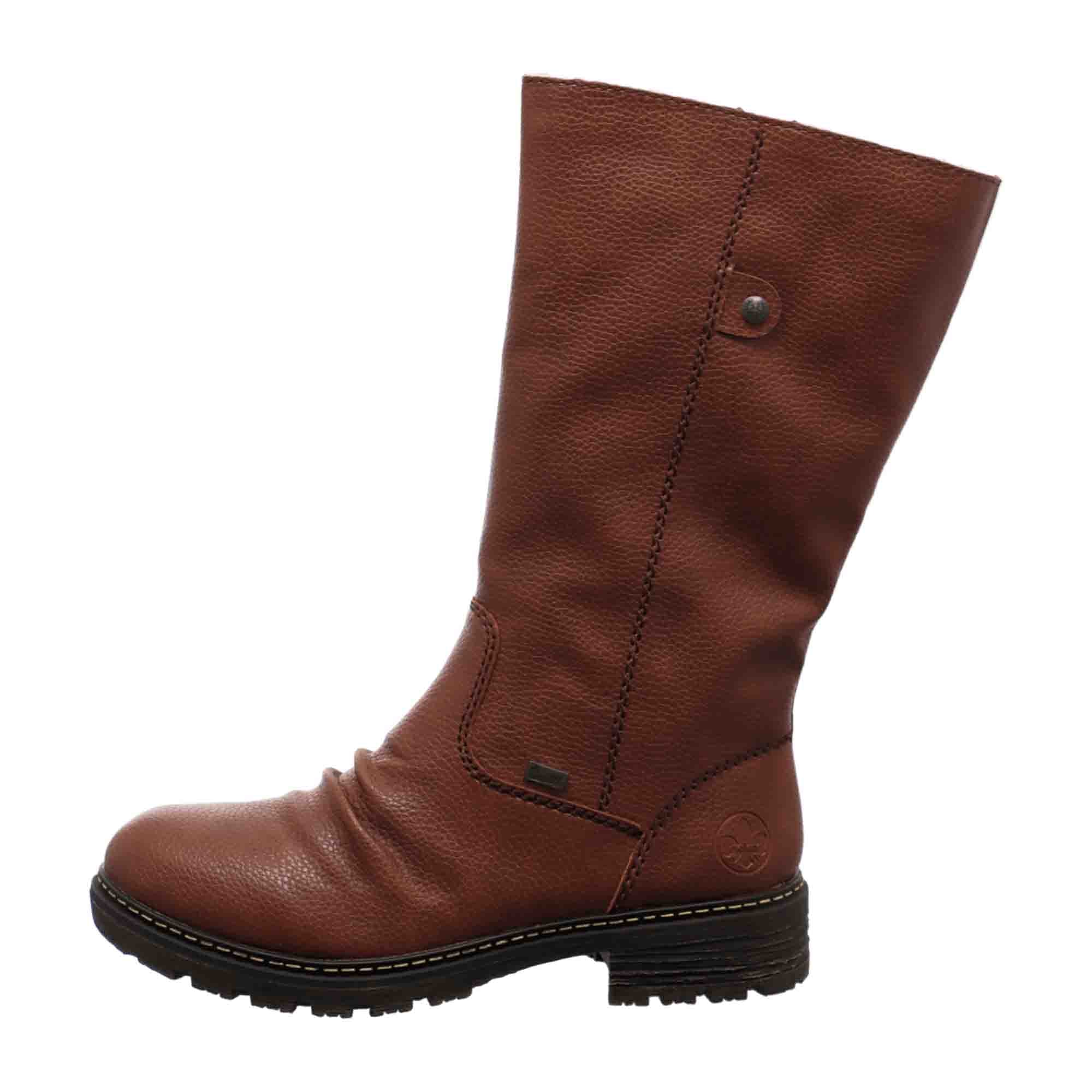 Rieker HWK Women's Brown Boots with Block Heel and Warm Lining