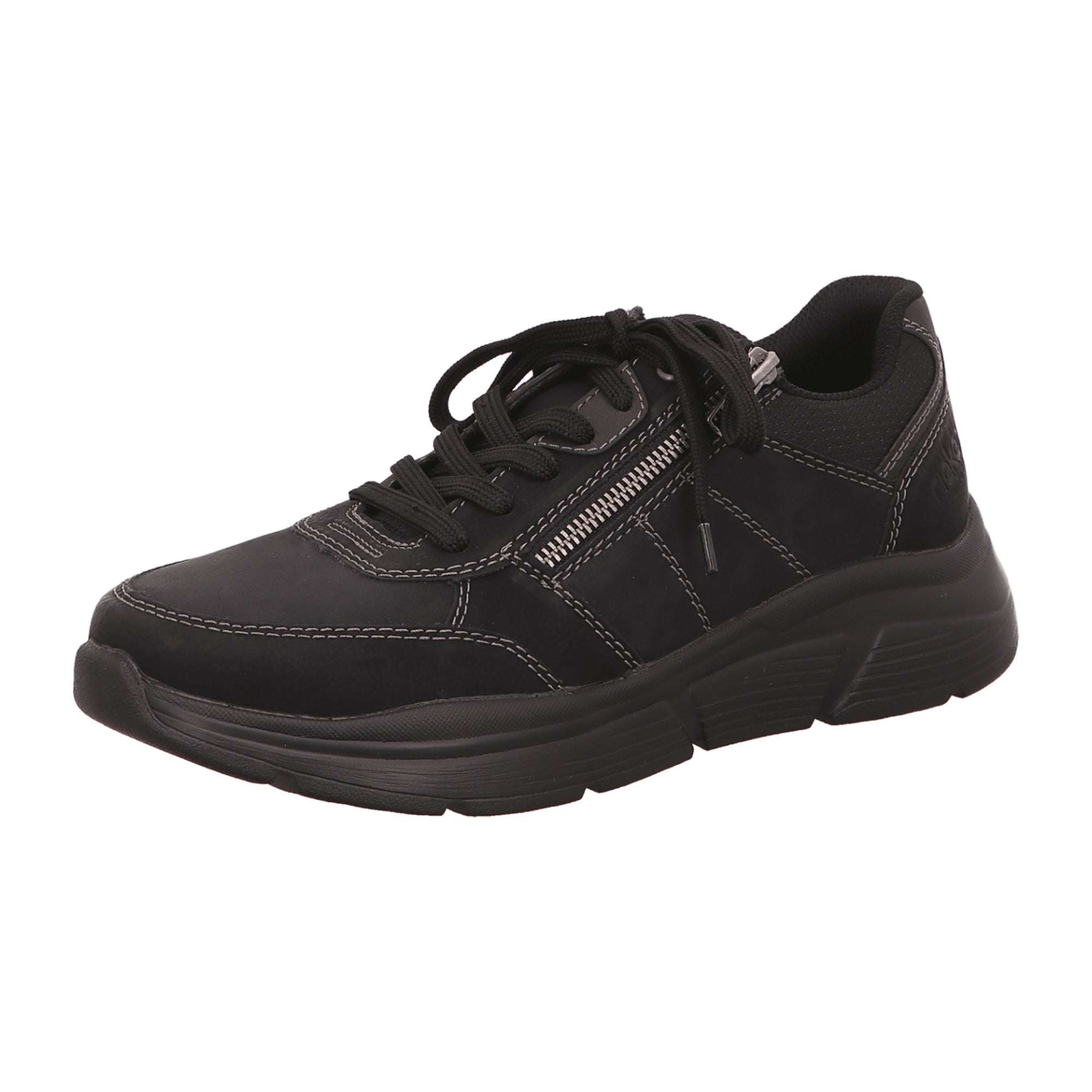 Rieker B5003-00 Men's Black Shoes with Removable Insole and Zip Closure