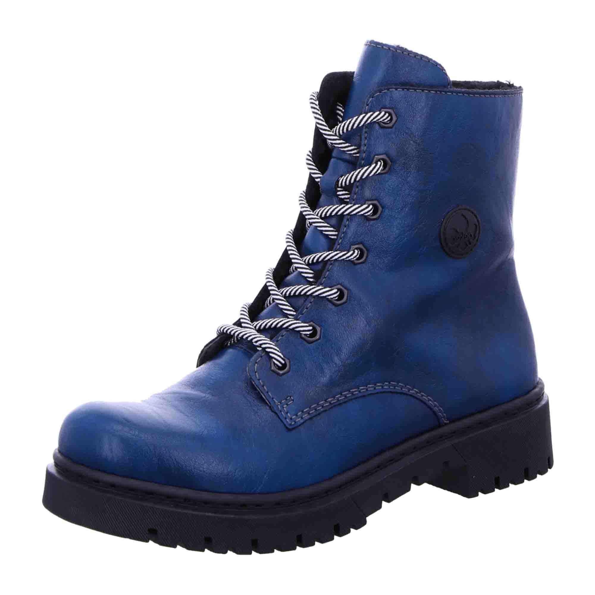 Rieker HWK Women's Blue Boots for Fall Winter with 3 cm Heel