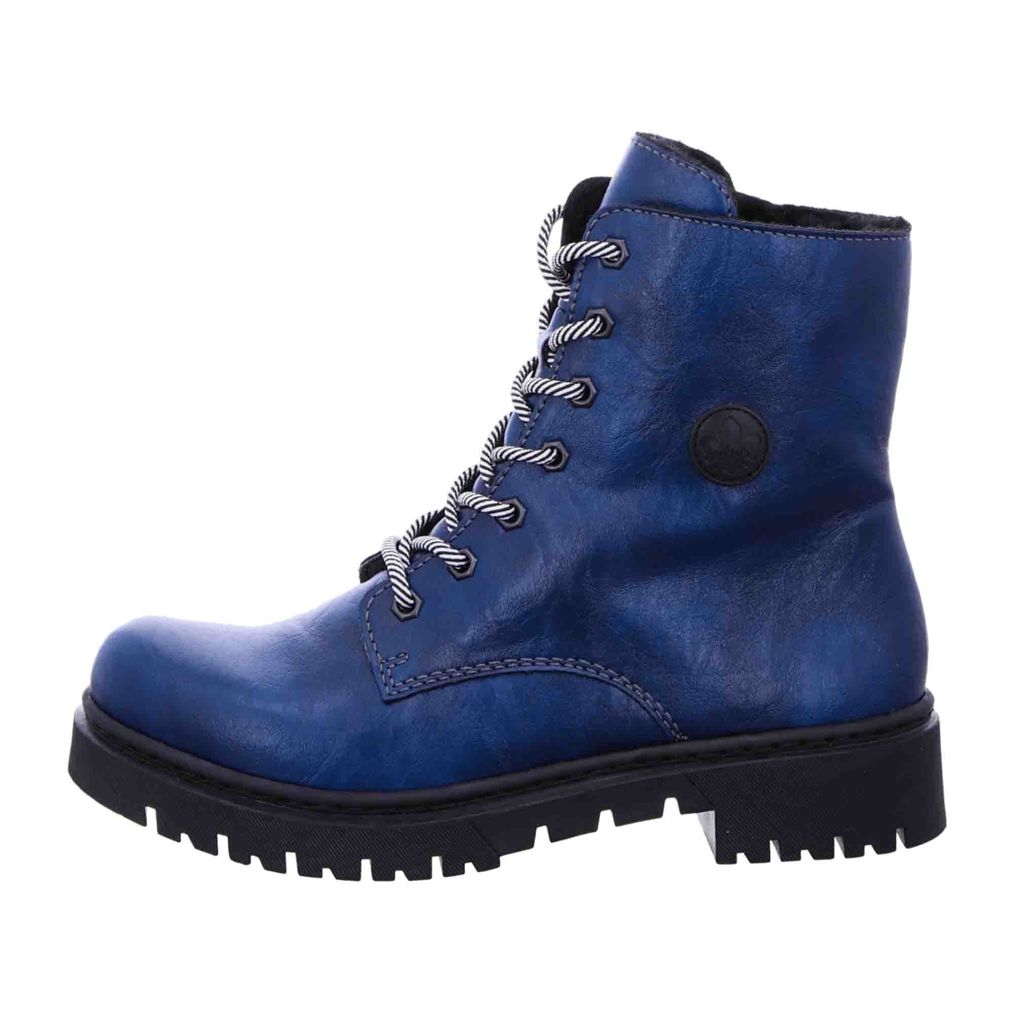 Rieker HWK Women's Blue Boots for Fall Winter with 3 cm Heel