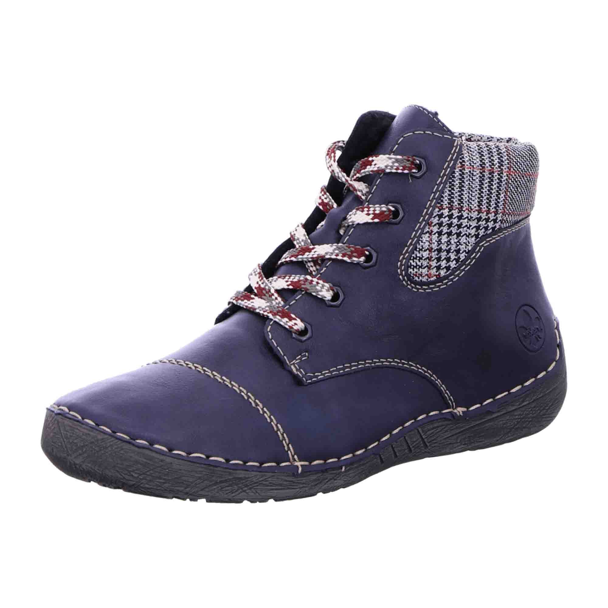 Rieker Blue Women's Shoes 52541-14 Faux Leather Fall Winter Comfort