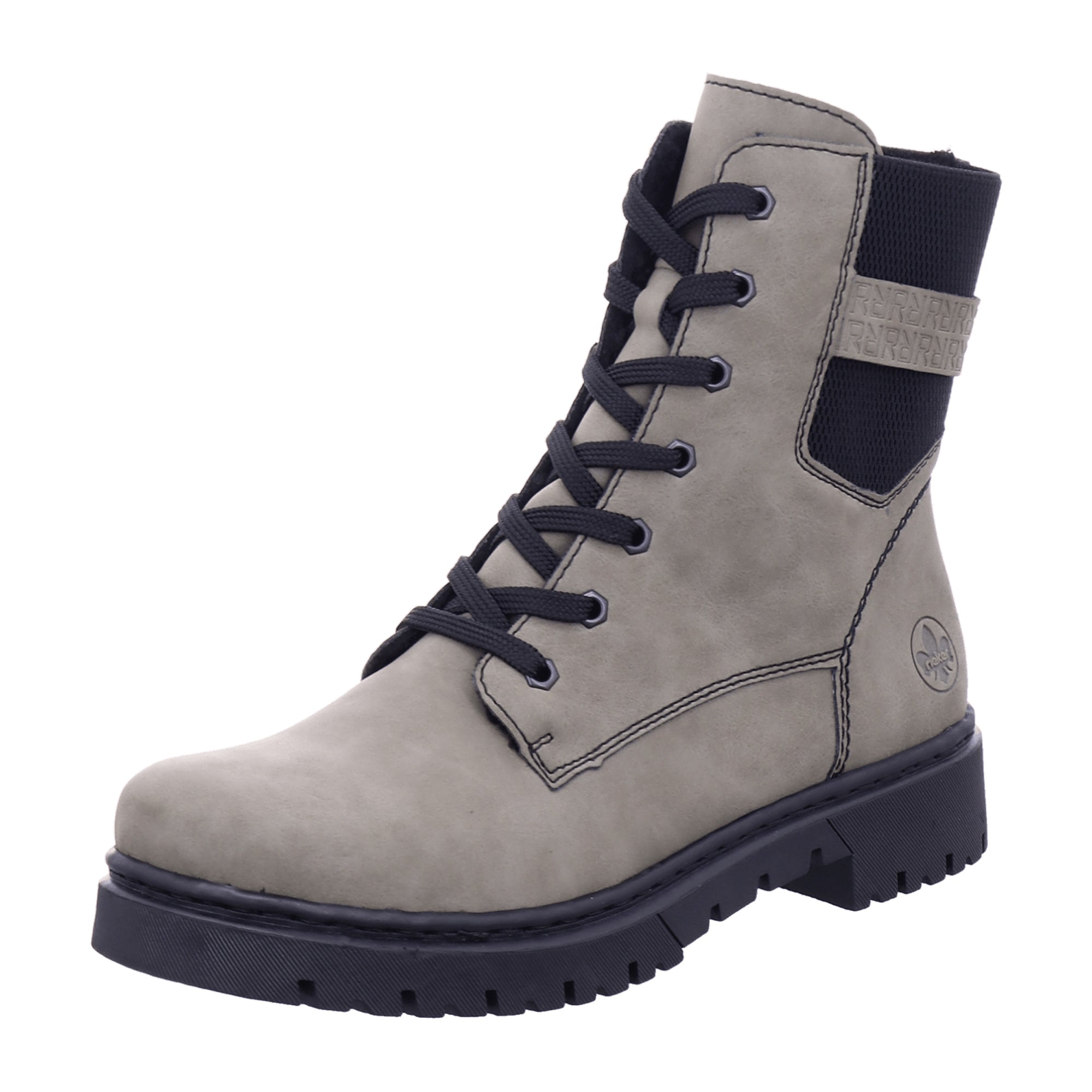 Rieker Green Women's Ankle Boots with Block Heel and Removable Insole