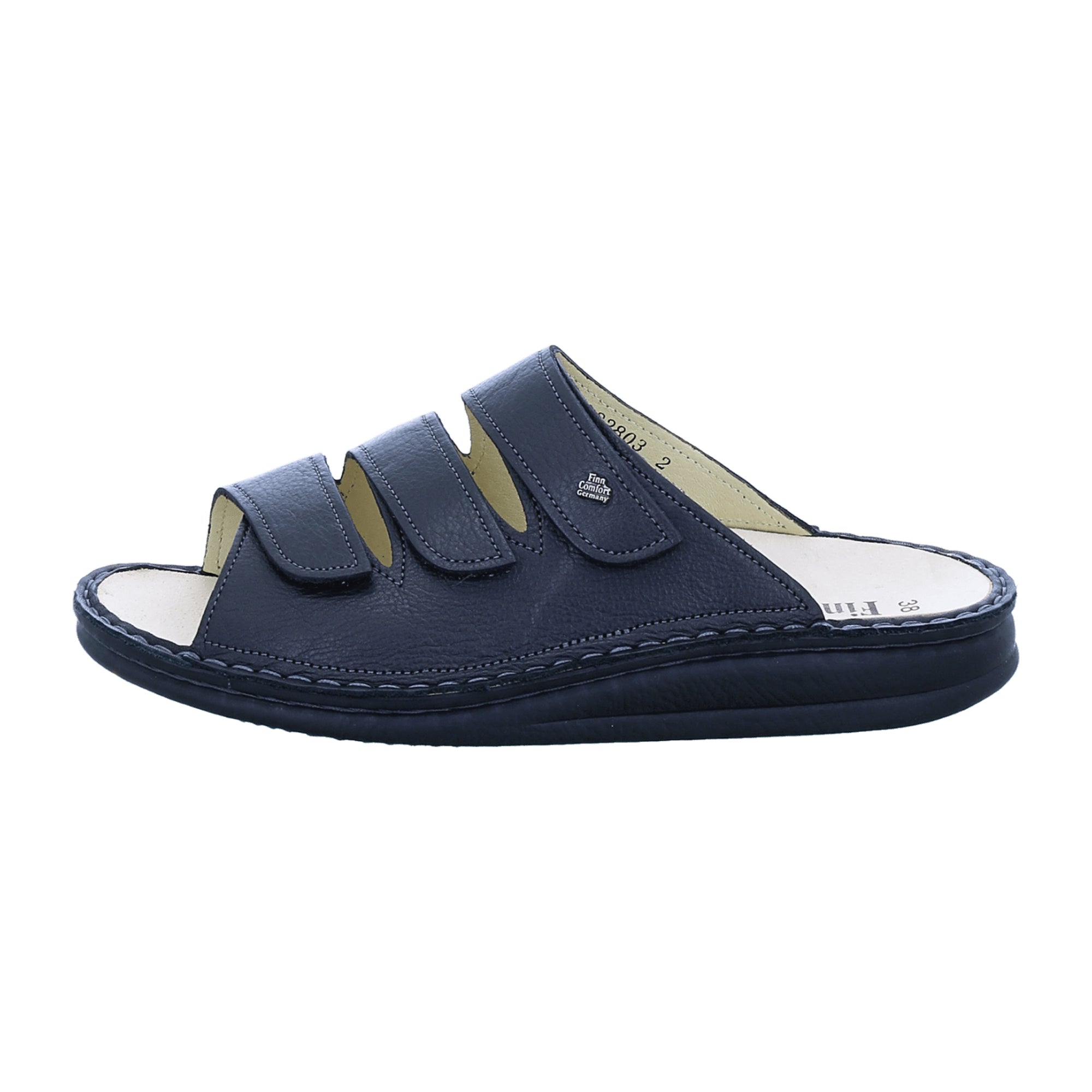Finn Comfort Korfu Men's Sandals - Comfortable Leather Slides in Black with Adjustable Straps - Bartel-Shop