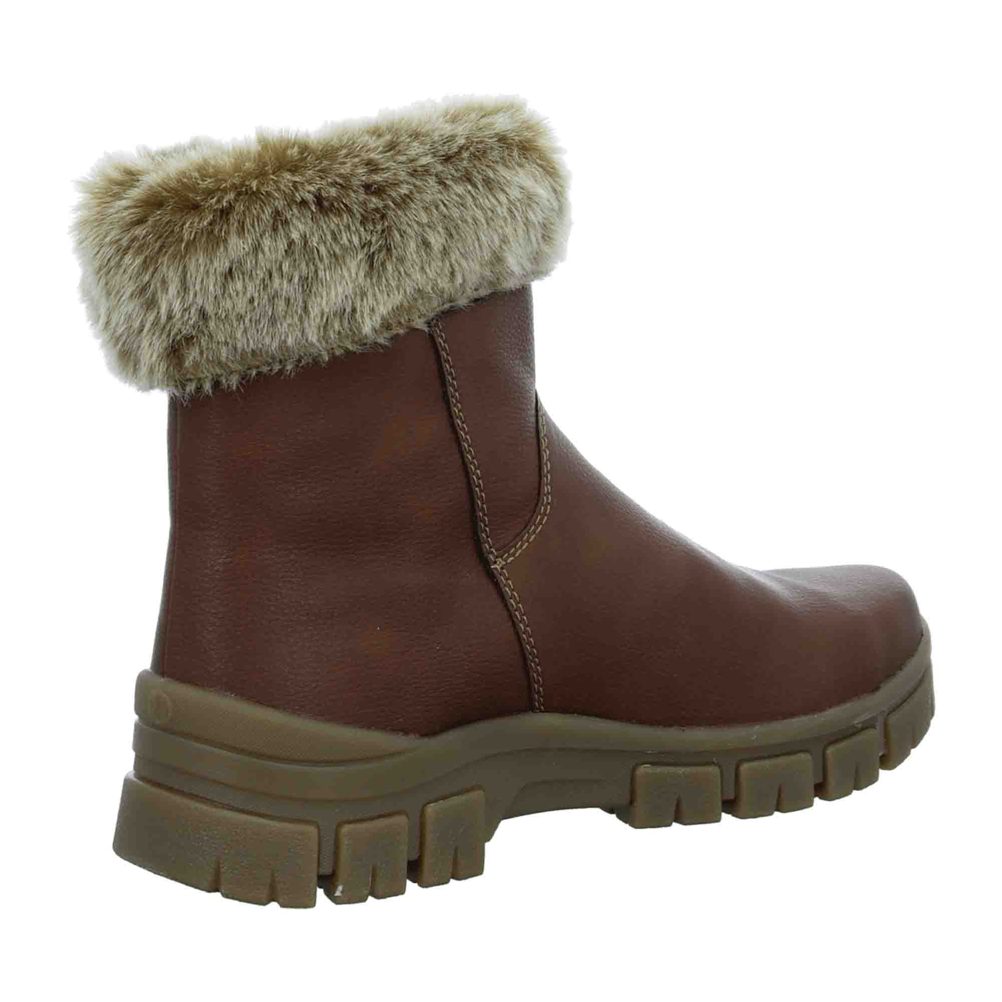 Rieker Z1082 Brown Women's Stylish Lace-Up Boots with Faux Fur Lining - Bartel-Shop