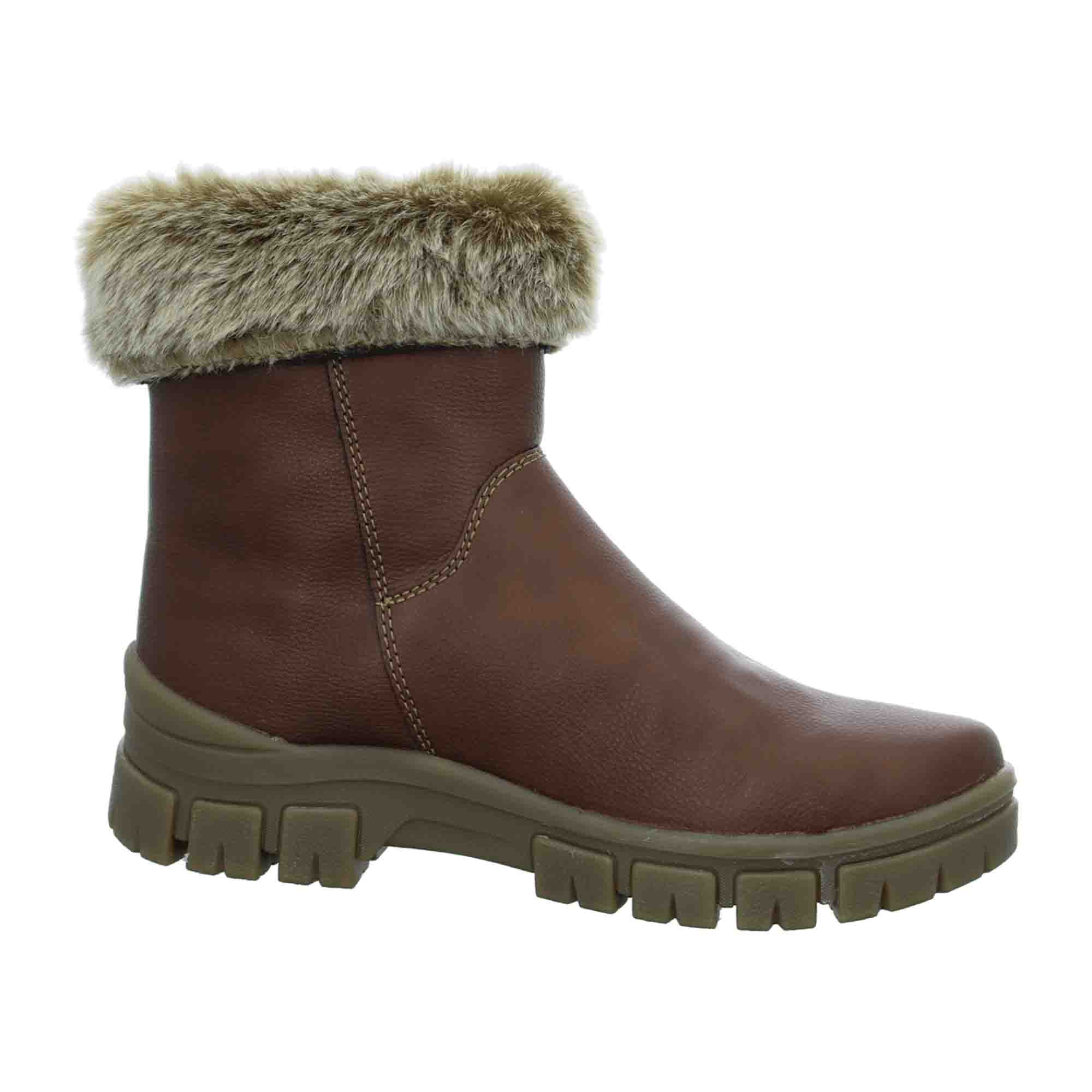 Rieker Z1082 Brown Women's Stylish Lace-Up Boots with Faux Fur Lining - Bartel-Shop