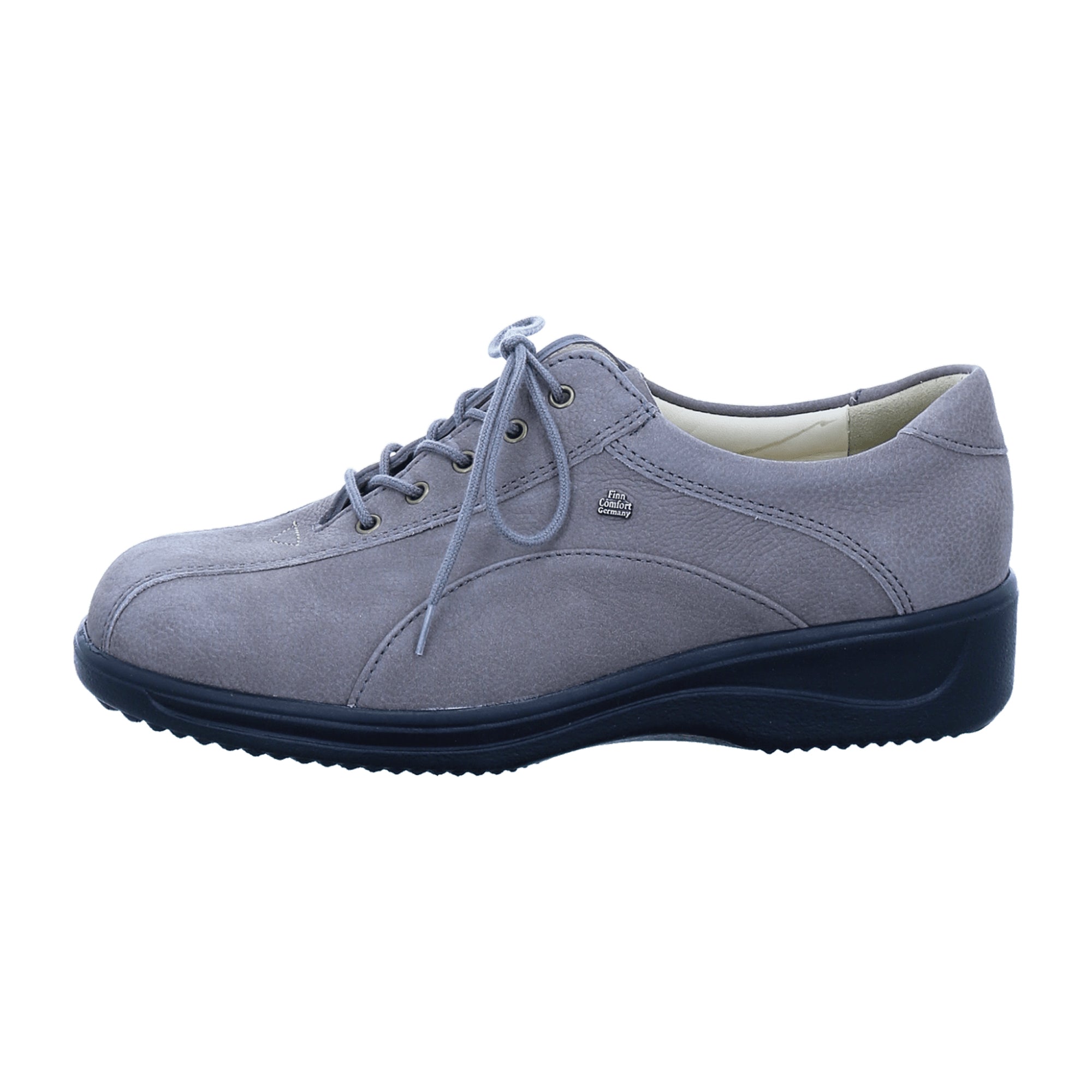Finn Comfort Oviedo Grey Women's Lace-Up Shoes - Comfortable Leather Footwear with Removable Insole, Grey