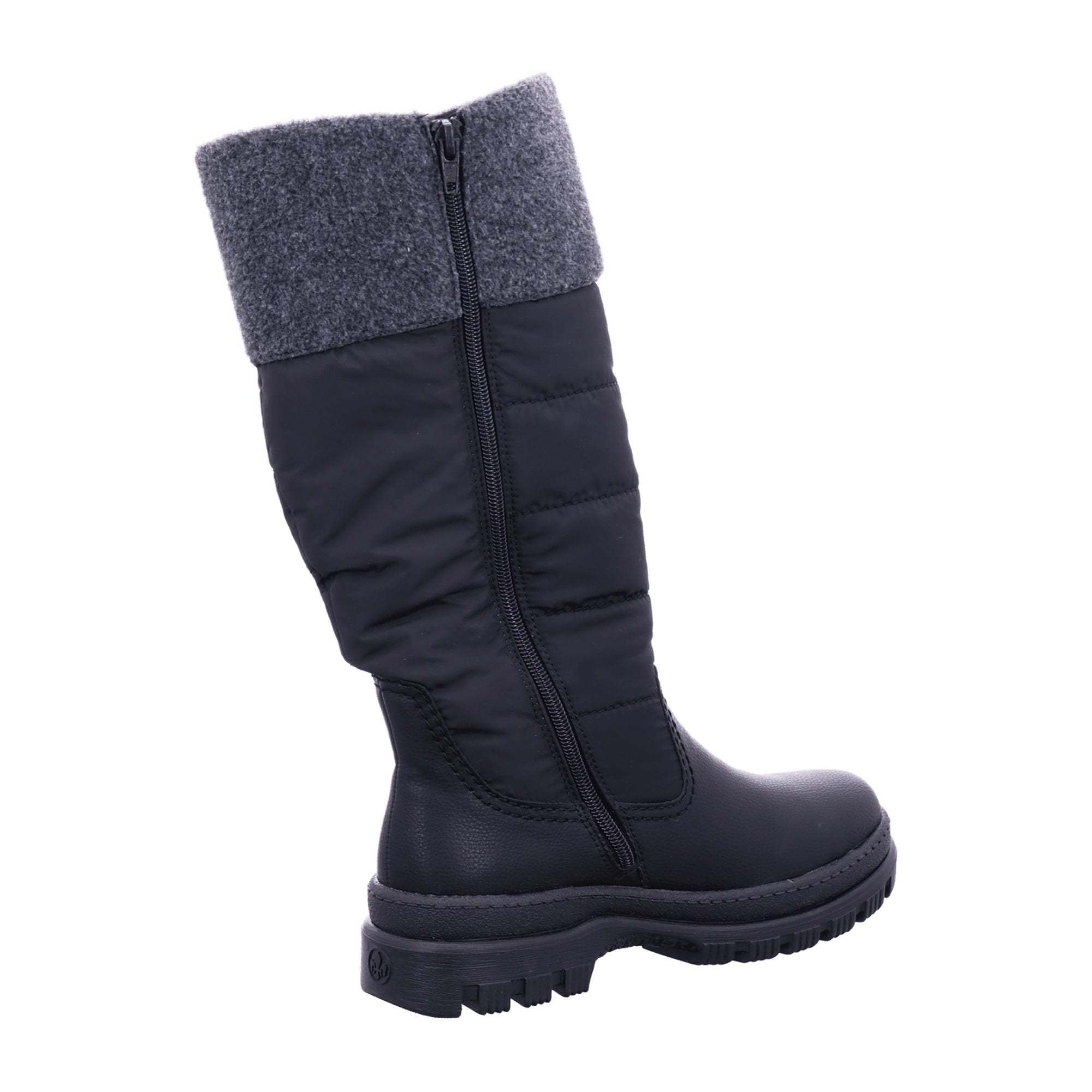Rieker HWK Black Women's Boots Warm Lined Textile Upper Winter Shoes