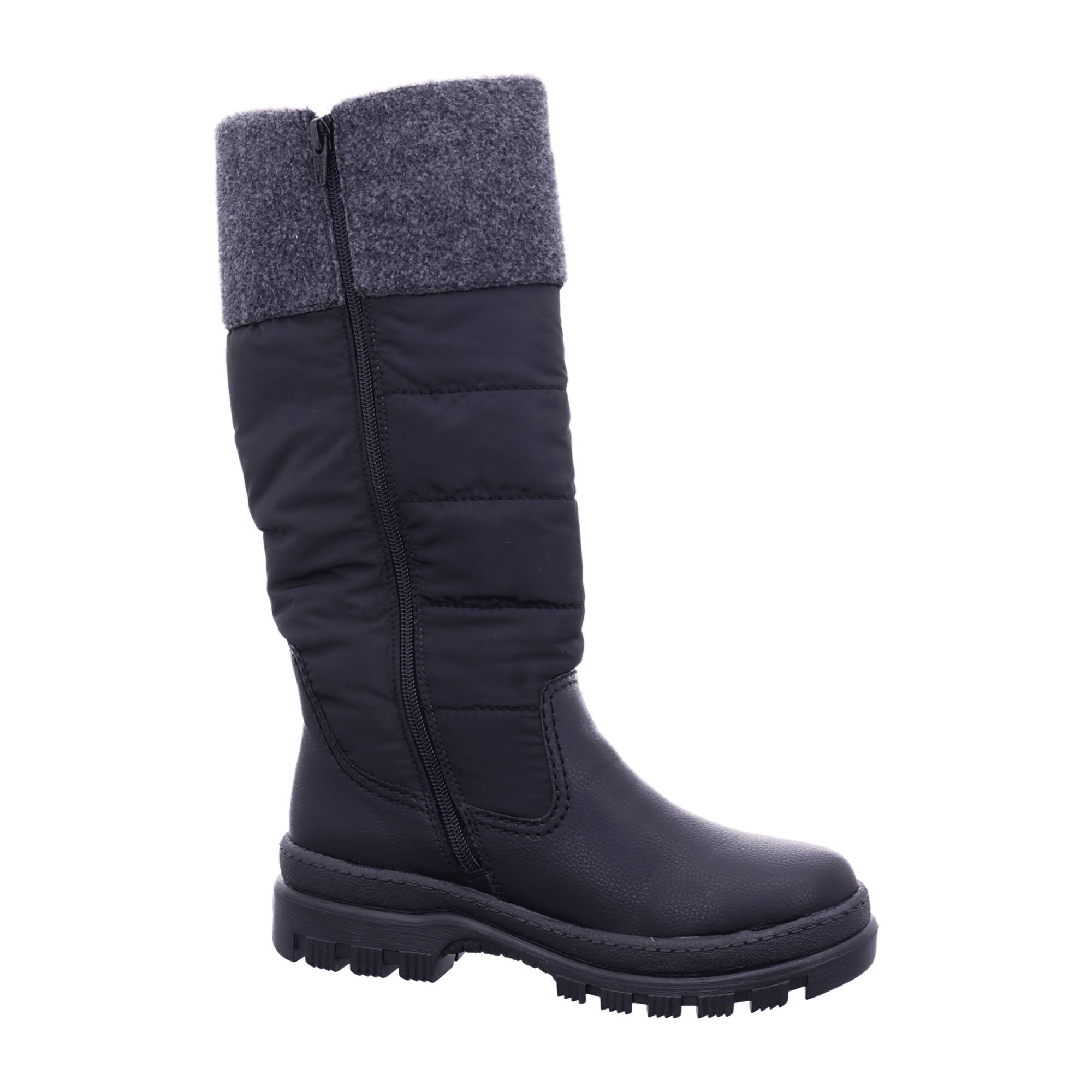 Rieker HWK Black Women's Boots Warm Lined Textile Upper Winter Shoes
