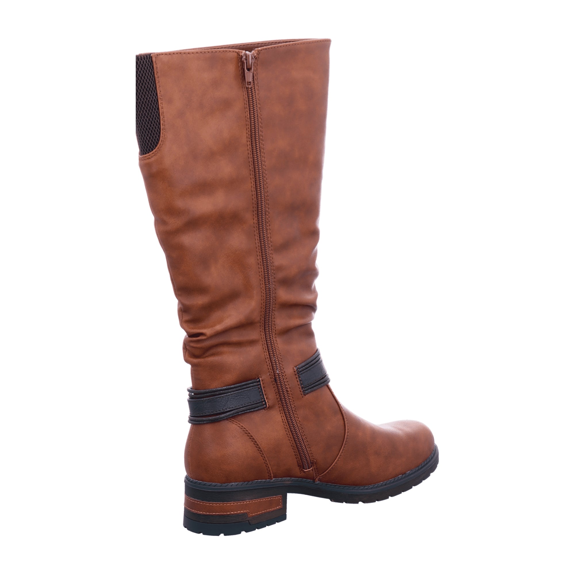 Rieker Brown Women's Boots with Block Heel and Adjustable Tall Shaft