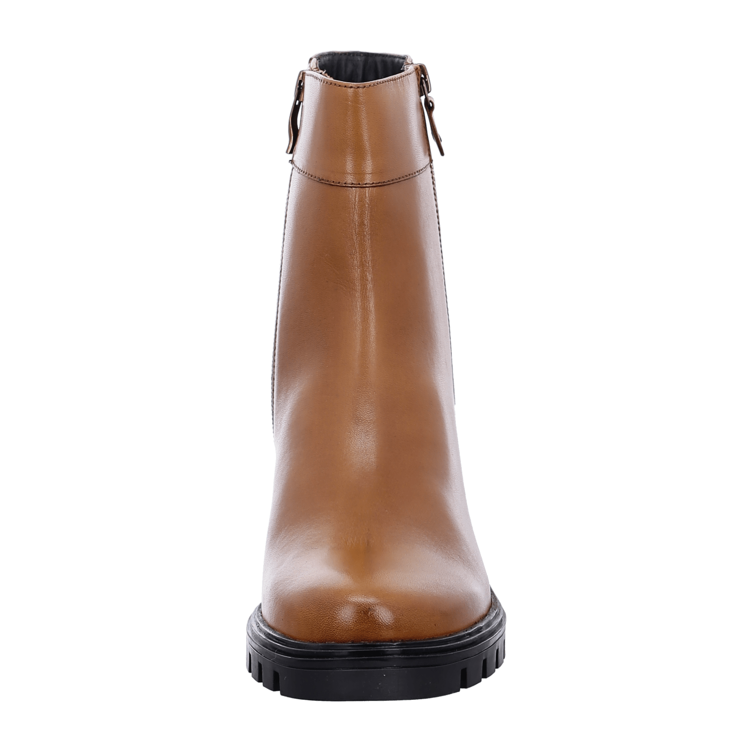 ARA DENVER Women's Leather Ankle Boots in Brown with Zipper Modern Style Round Toe