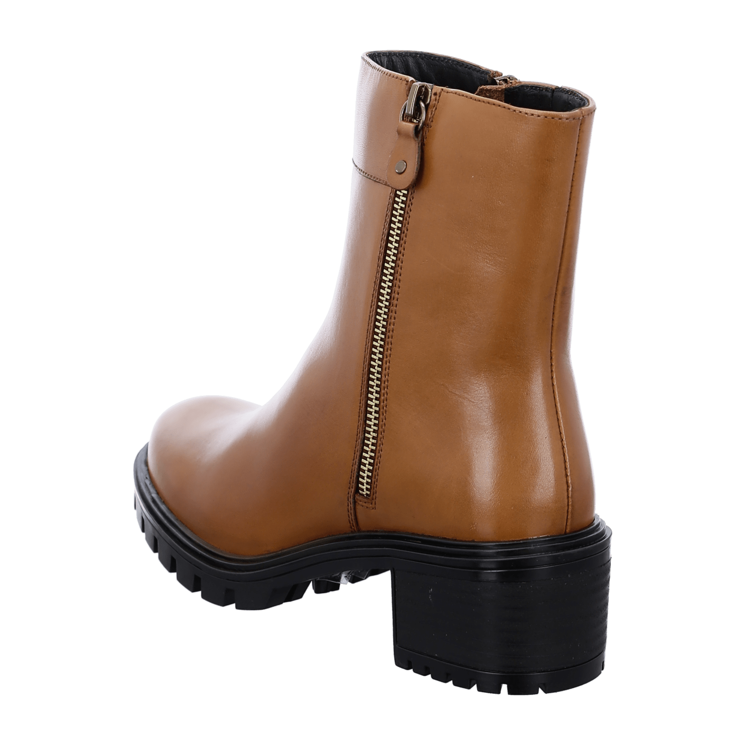 ARA DENVER Women's Leather Ankle Boots in Brown with Zipper Modern Style Round Toe