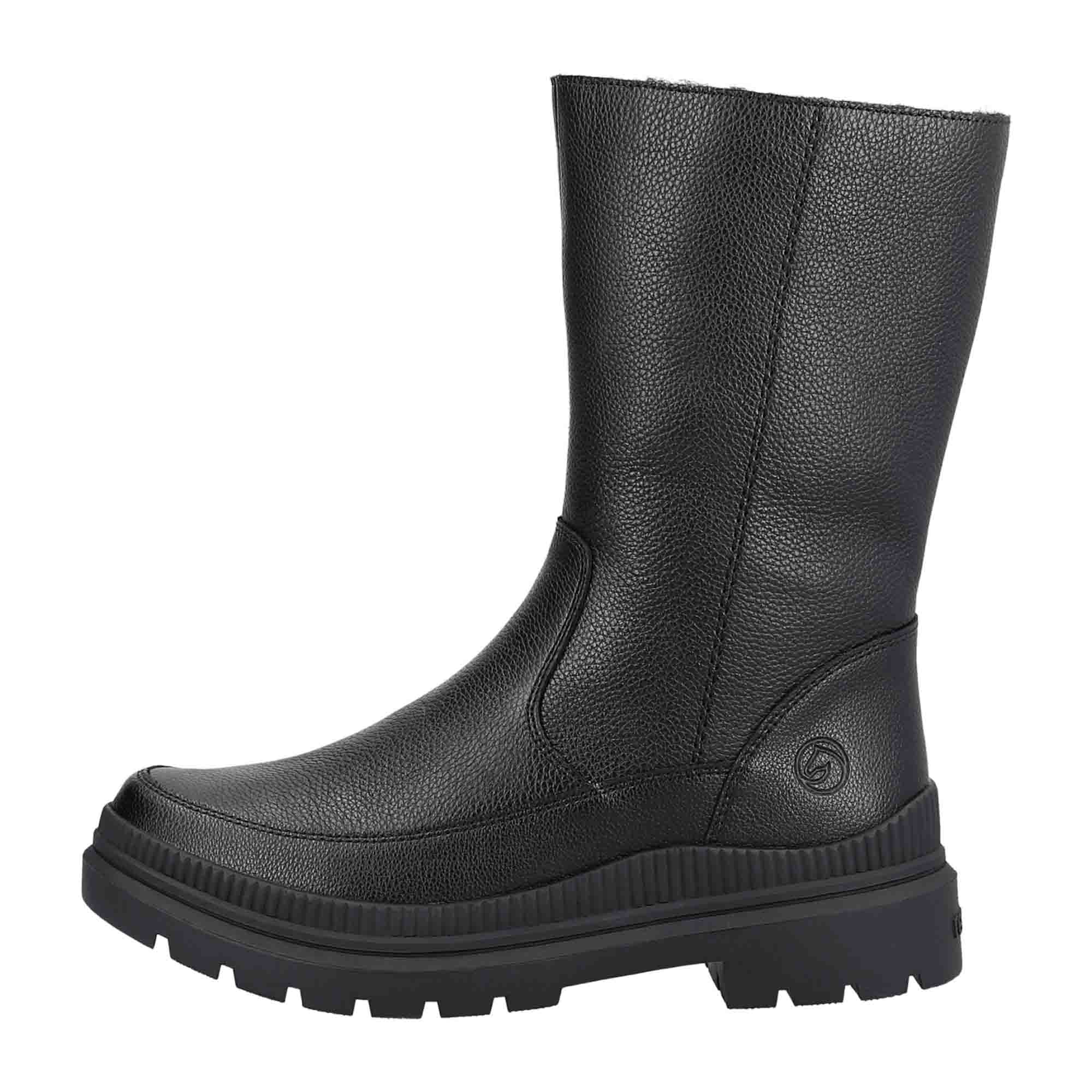 Remonte Women's Ankle Boots Black Leather Fall Winter 4.5 cm Heel