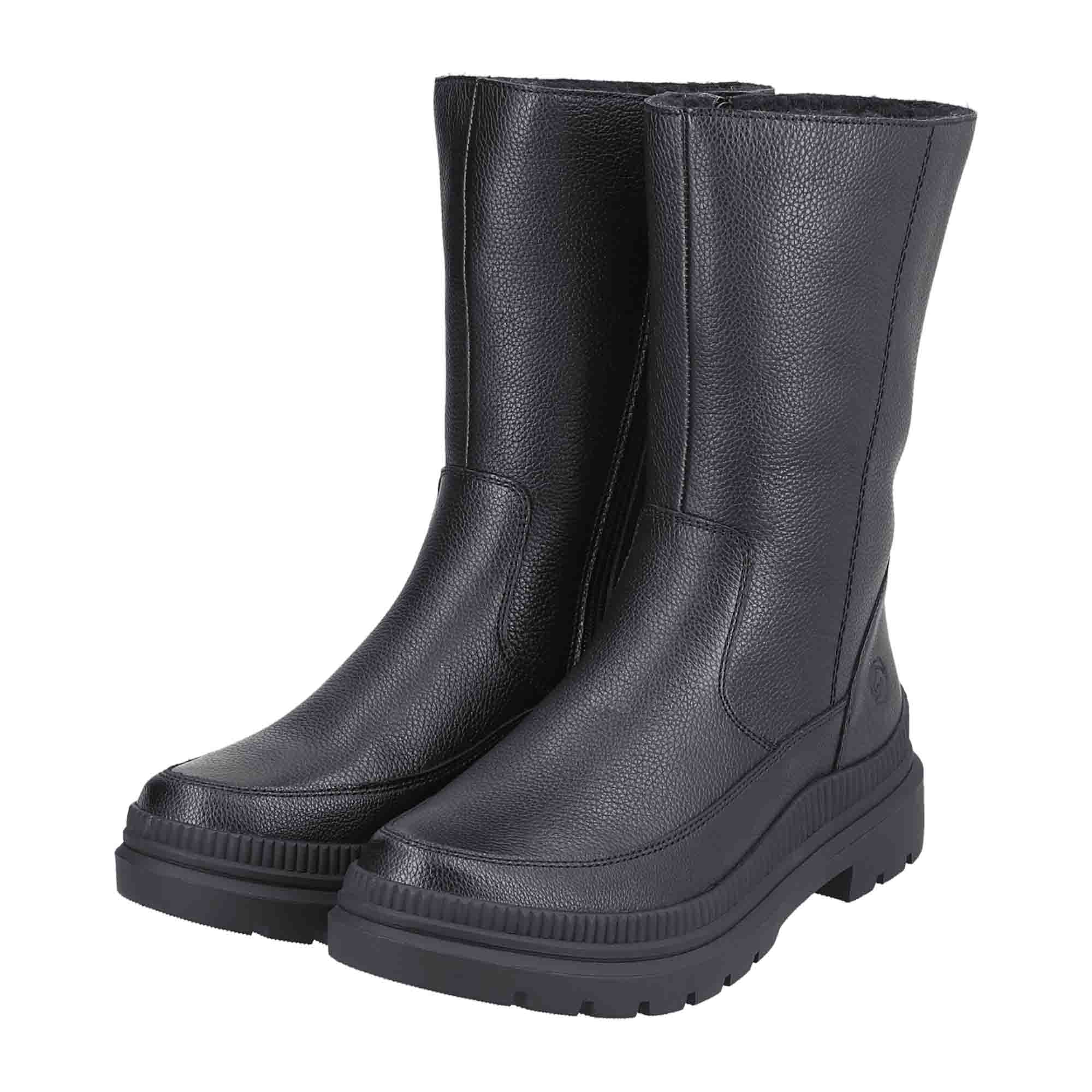 Remonte Women's Ankle Boots Black Leather Fall Winter 4.5 cm Heel