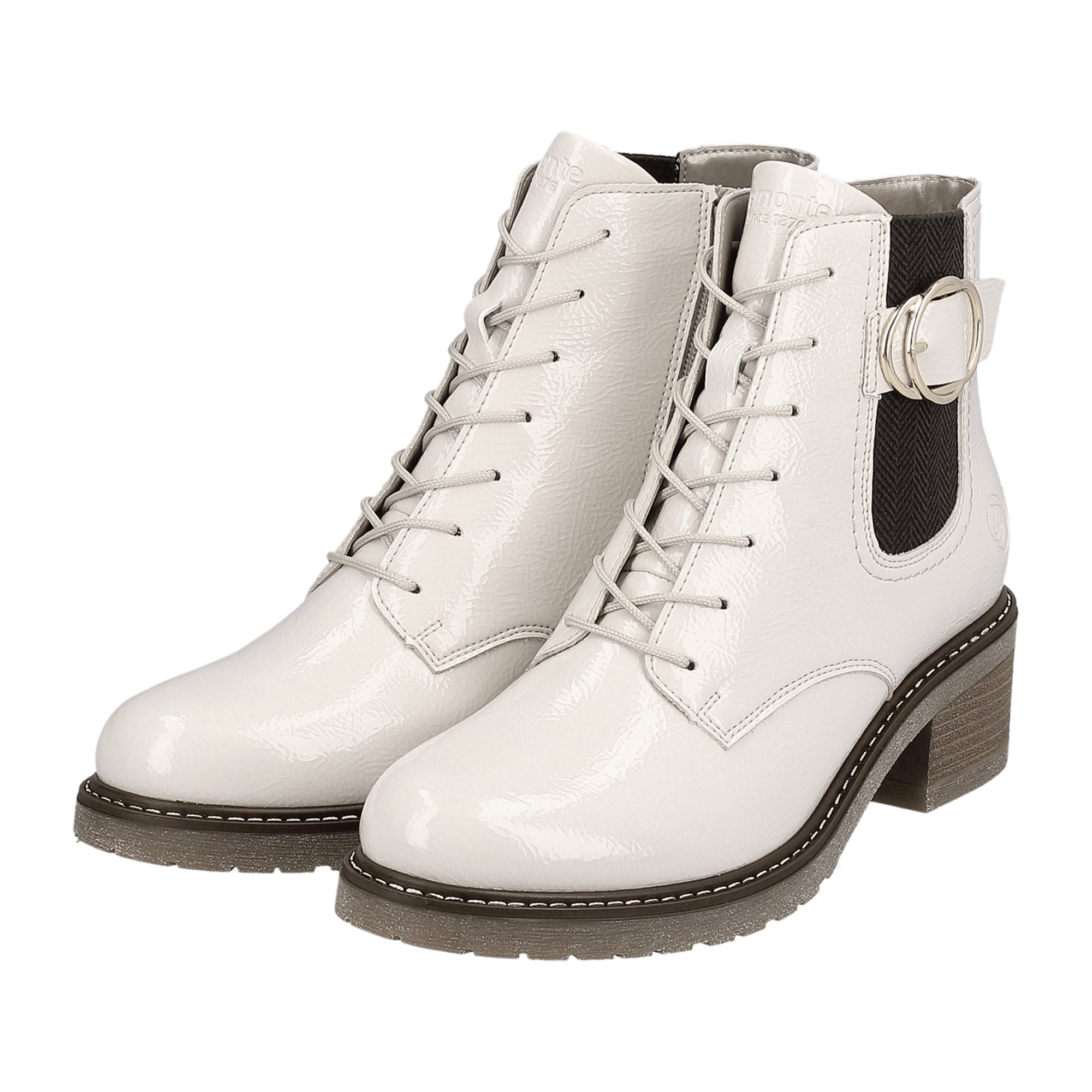 Remonte Women's White Ankle Boots with Lace-Up Closure for Fall Winter