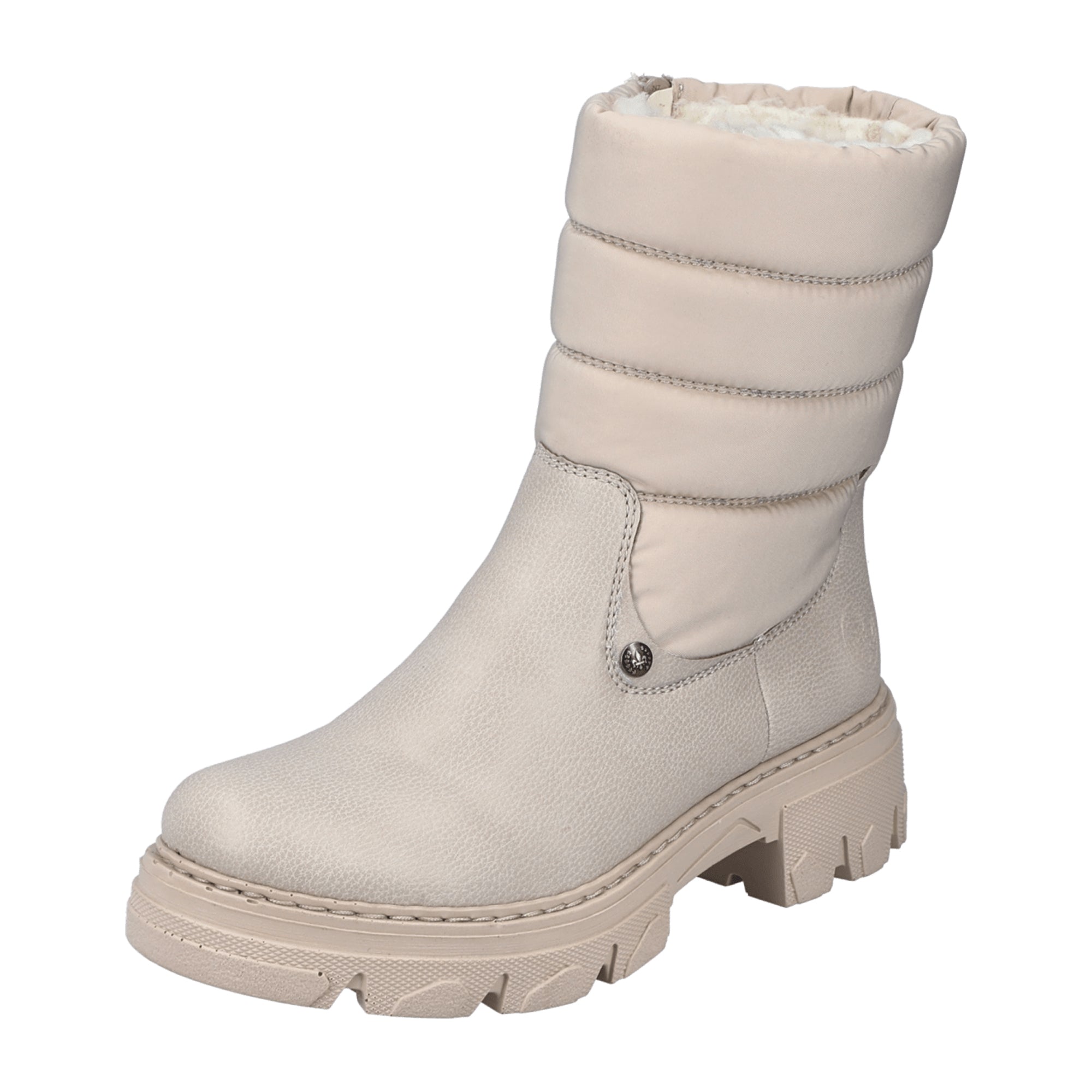 Rieker Beige Women's Boots Warm Lined Faux Leather for Fall Winter Season