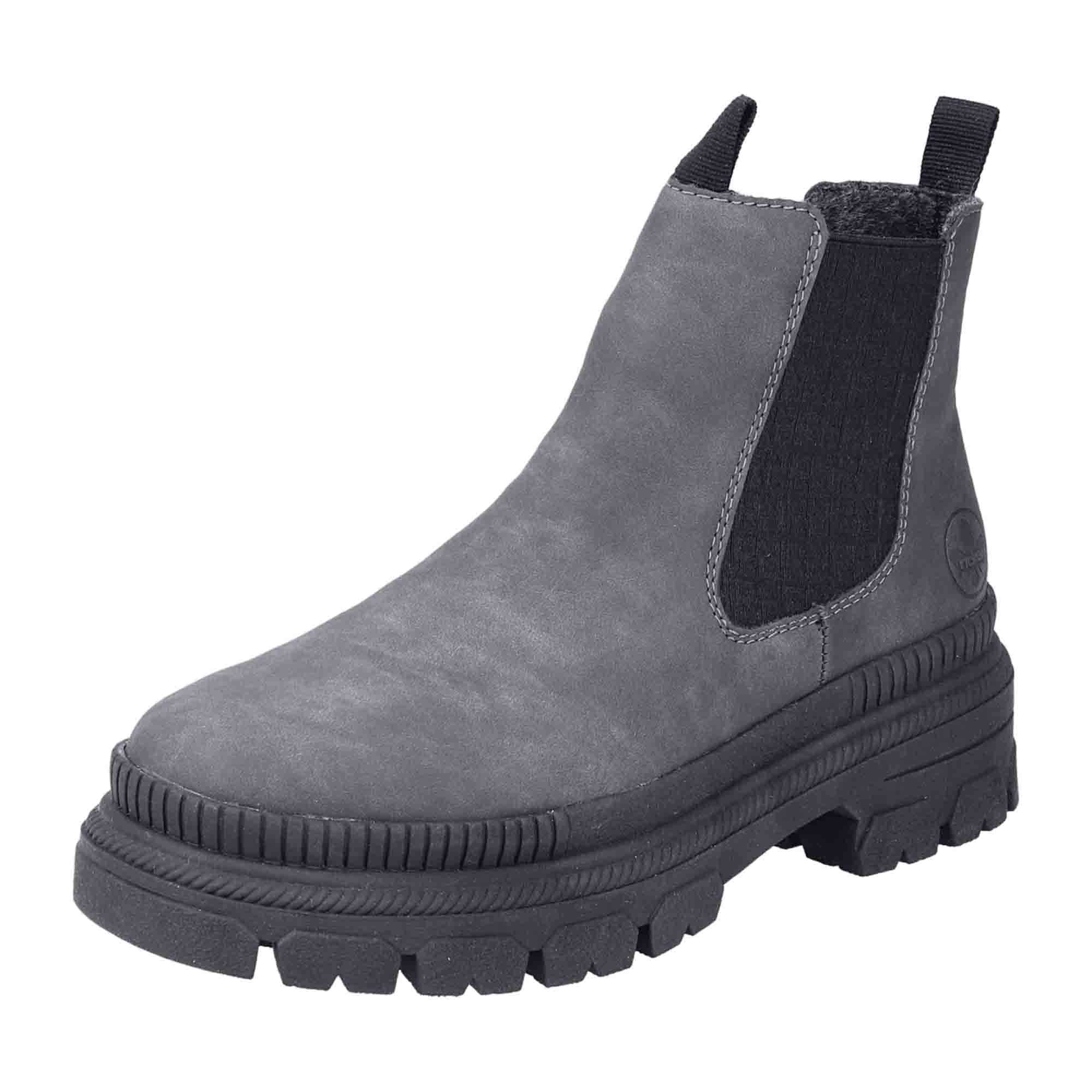 Rieker HWK Women's Gray Boots with Block Heel for Autumn Winter