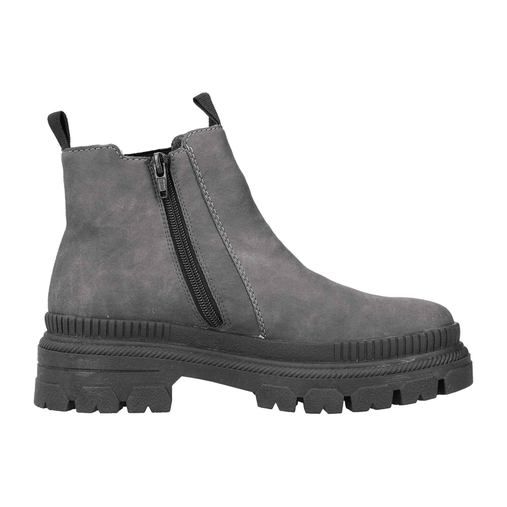Rieker HWK Women's Gray Boots with Block Heel for Autumn Winter