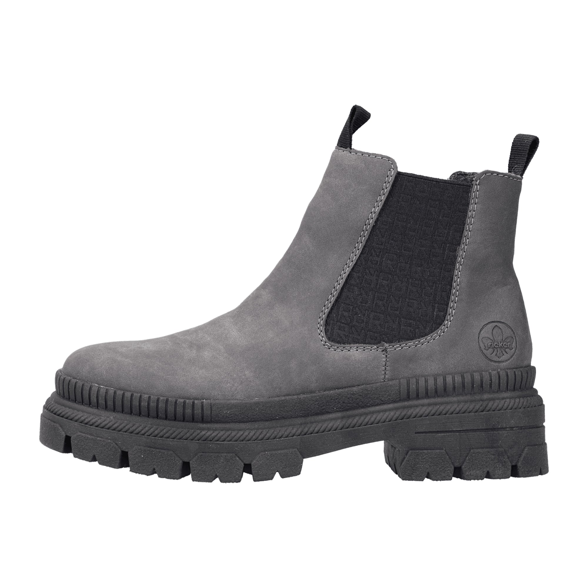 Rieker HWK Women's Gray Boots with Block Heel for Autumn Winter