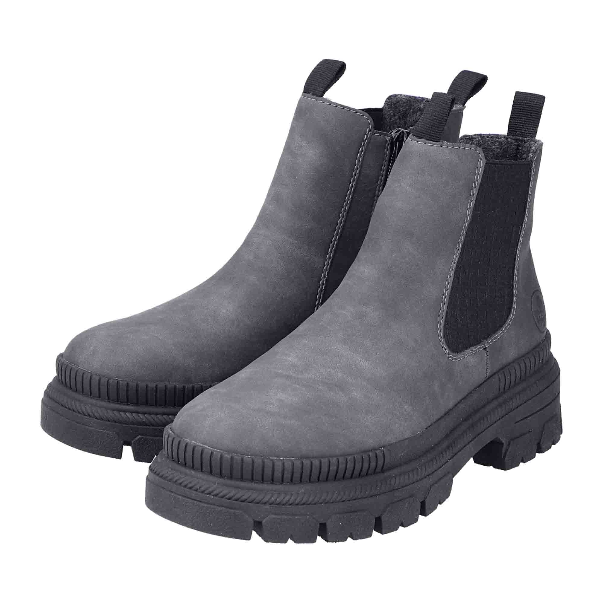 Rieker HWK Women's Gray Boots with Block Heel for Autumn Winter