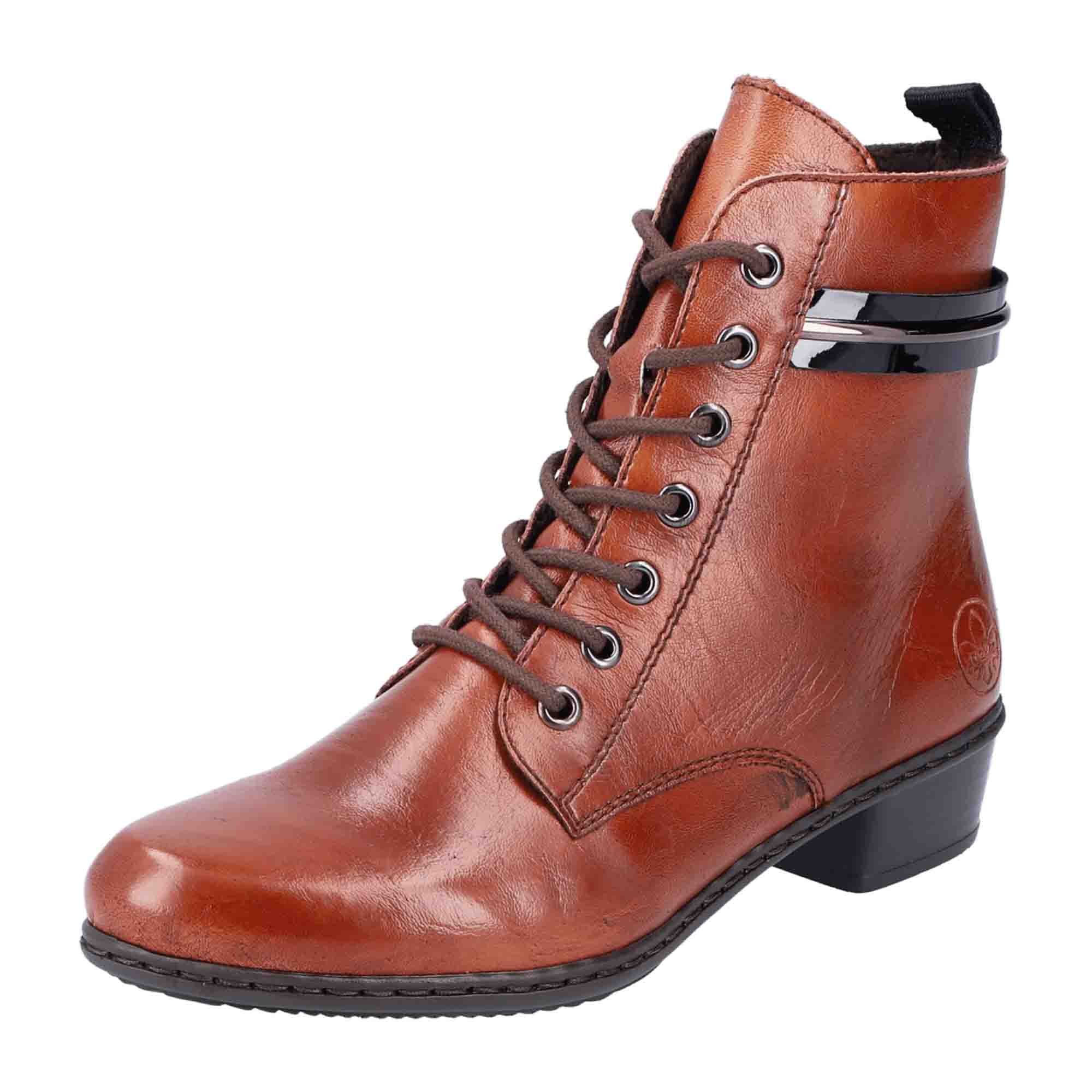 Rieker HWK Women's Brown Boots Faux Leather Lace-Up Fall/Winter Comfortable