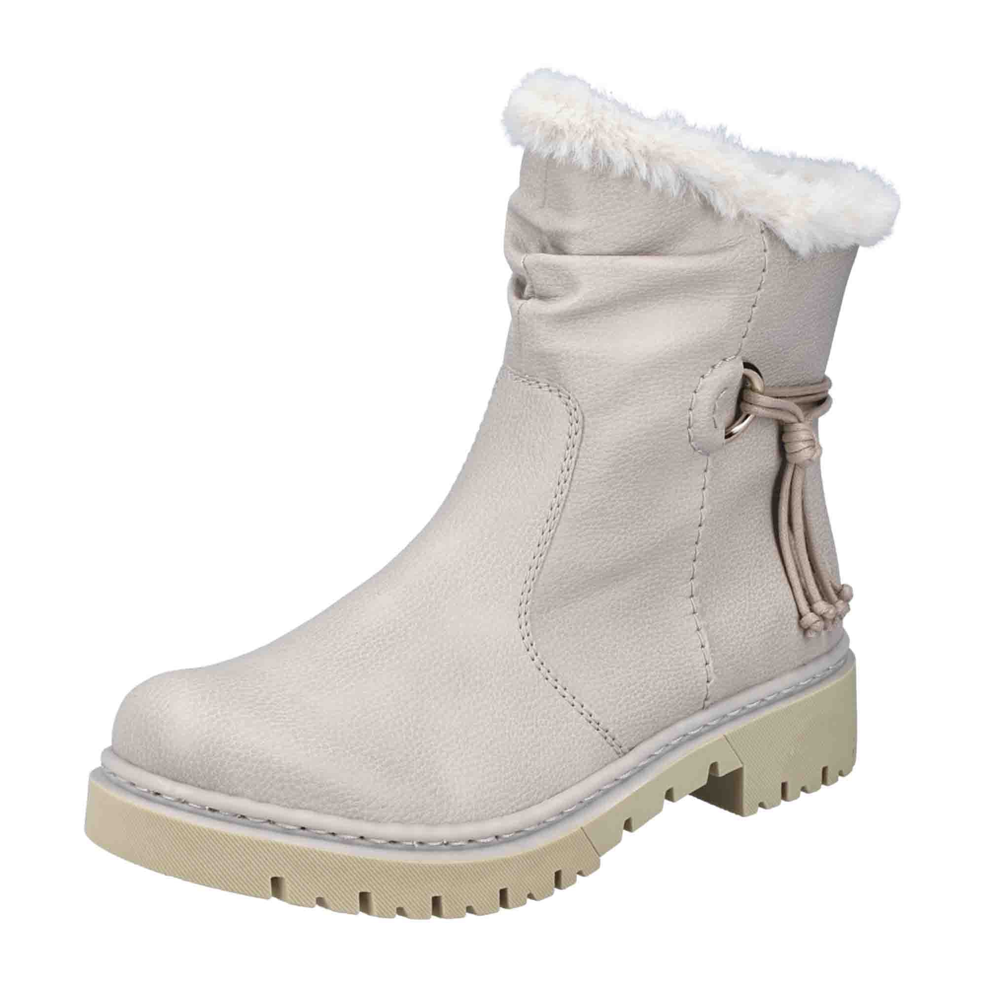 Rieker Beige Women's Boots with Block Heel and Warm Lining for Fall/Winter