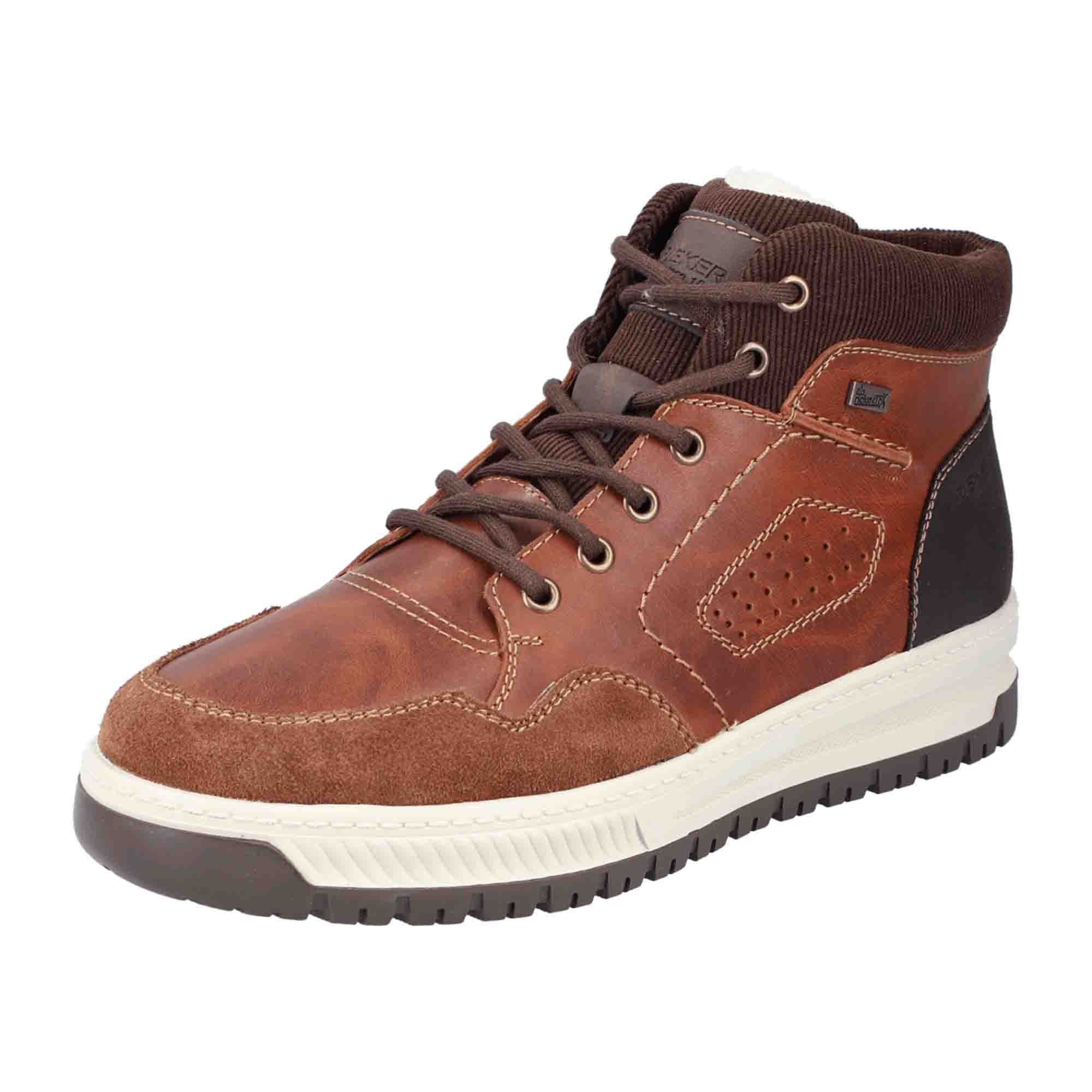 Rieker HWK Men's Brown Leather Boots with Warm Wool Lining and Flexible Sole