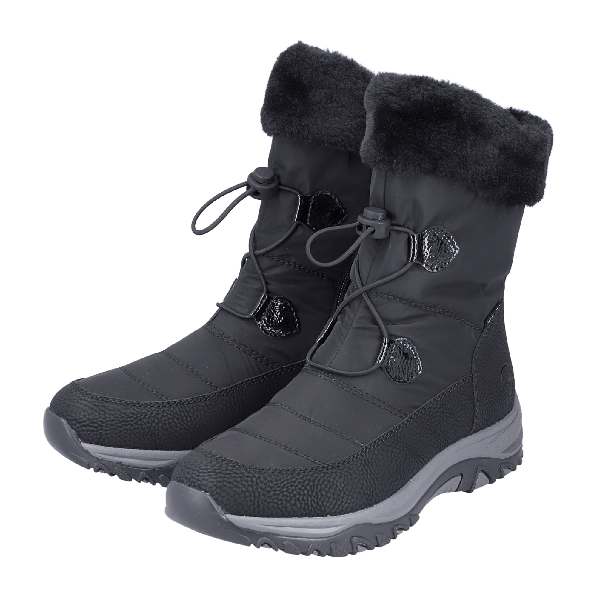 Rieker HWK Women's Black Boots, Synthetic, Warm Lined, Zip Closure
