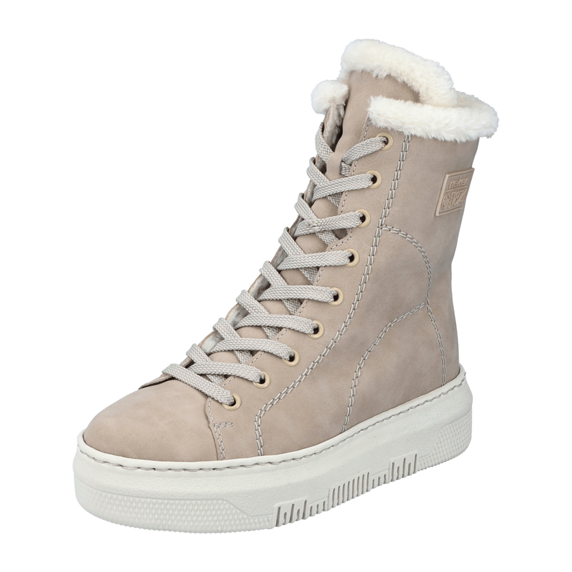 Rieker HWK Beige Women's Boots with Lace-Up Closure for Fall Winter