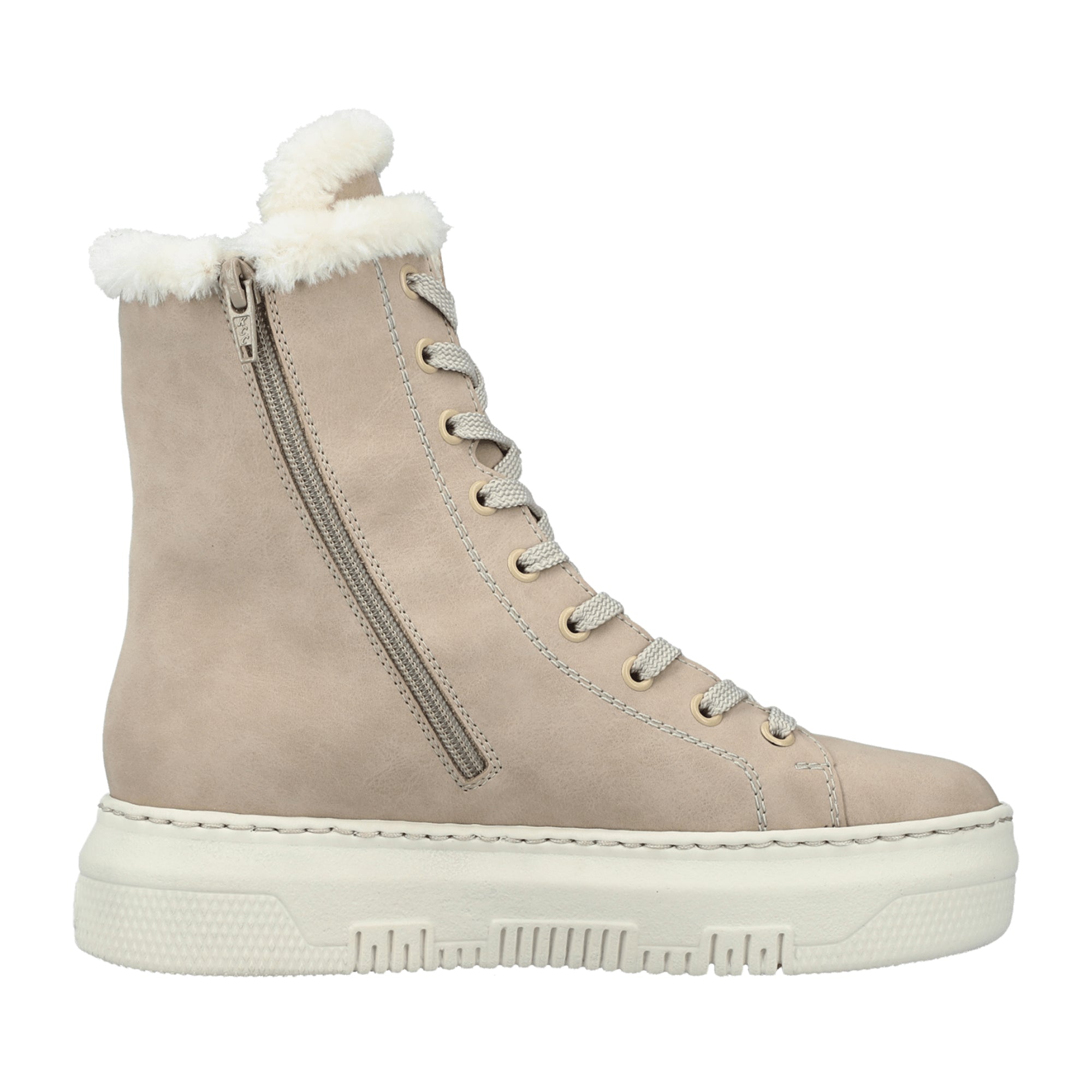 Rieker HWK Beige Women's Boots with Lace-Up Closure for Fall Winter