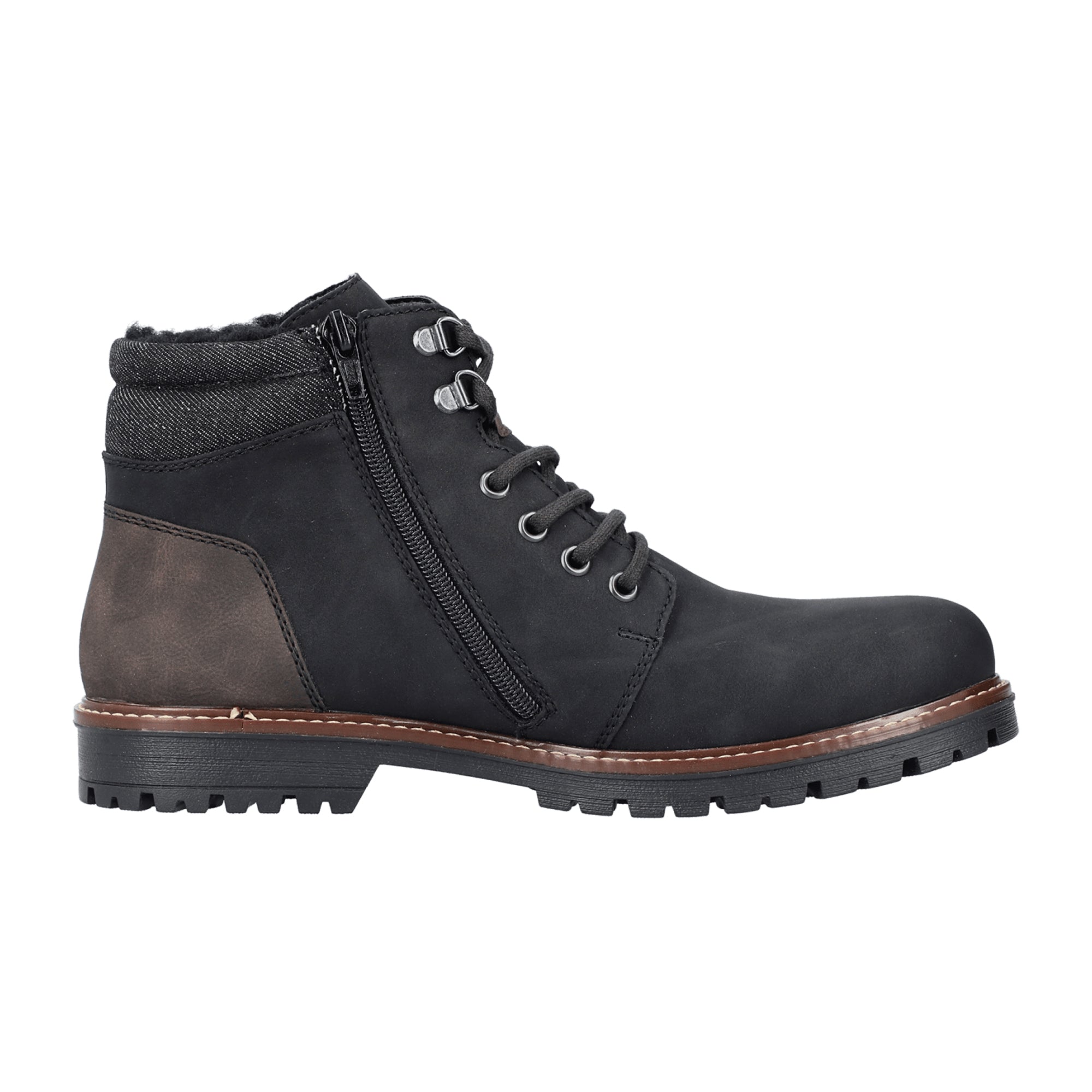 Rieker HWK Men's Boots Black Comfortable Warm Winter Footwear with Zip Closure - Bartel-Shop